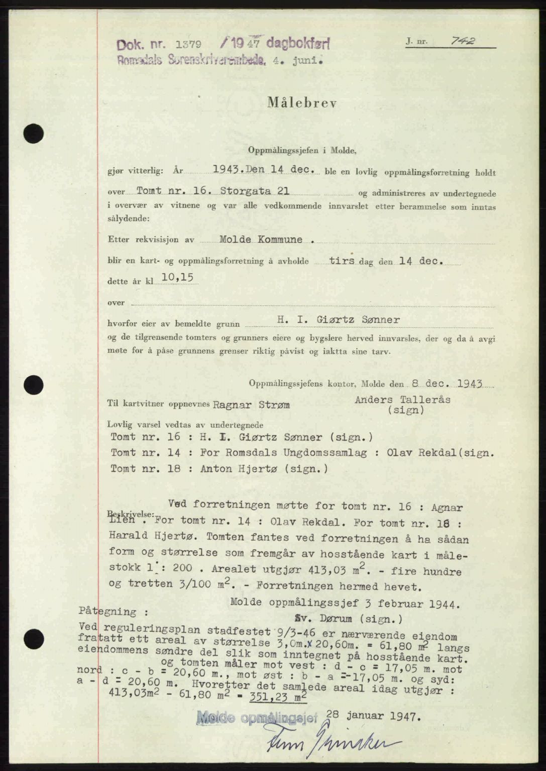 Romsdal sorenskriveri, AV/SAT-A-4149/1/2/2C: Pantebok nr. A23, 1947-1947, Dagboknr: 1379/1947