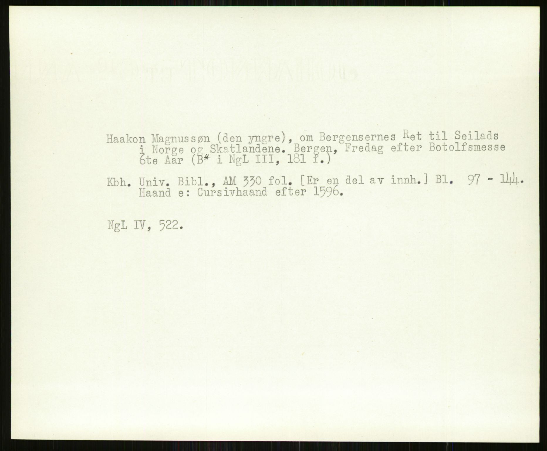 Norsk Historisk Kjeldeskrift-Institutt (NHKI), AV/RA-S-6117/G/Gc/L0029: Tematisk register til Gustav Storms håndskriftbeskrivelser i NgL bd. IV, 1315-1377, s. 526