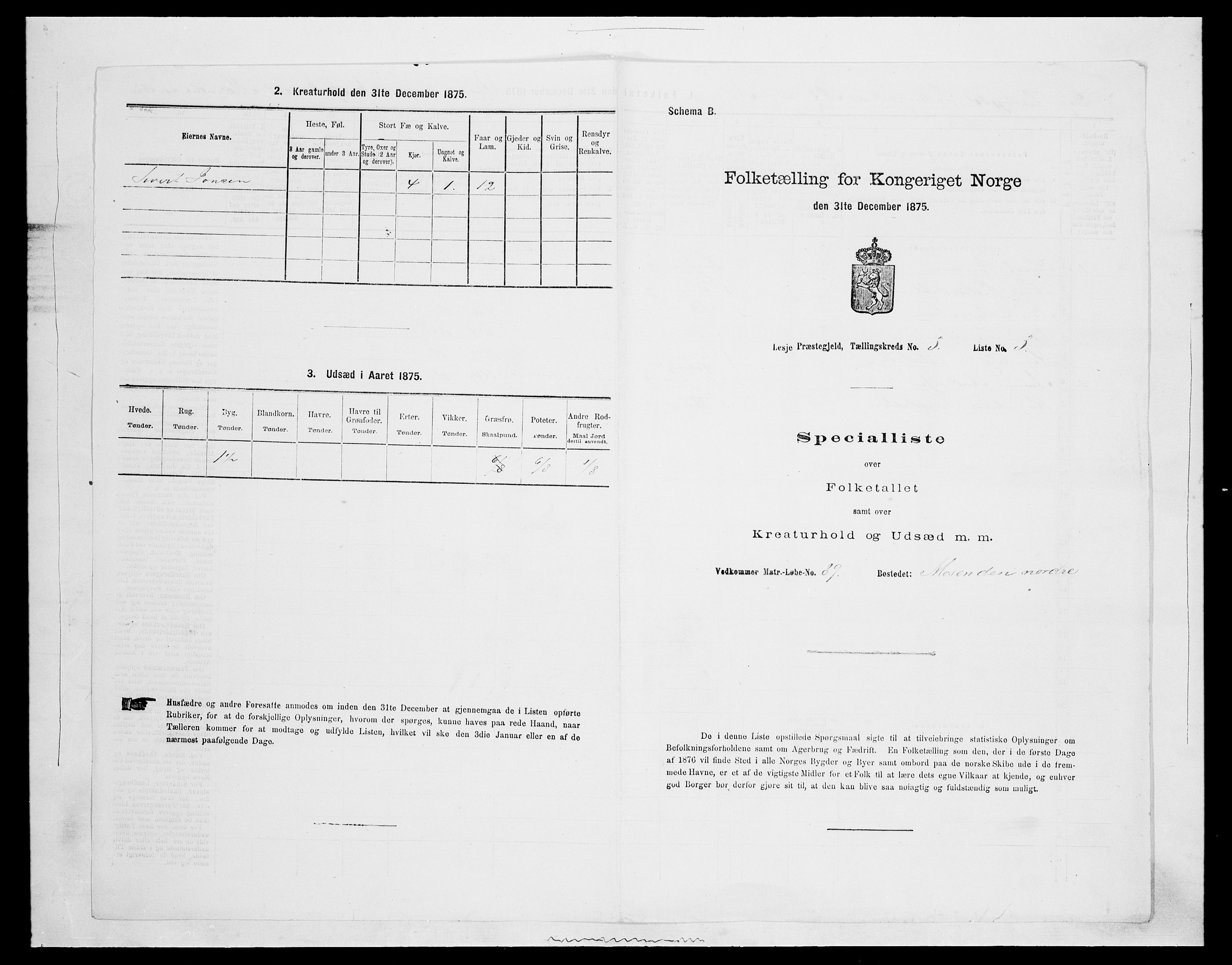 SAH, Folketelling 1875 for 0512P Lesja prestegjeld, 1875, s. 375