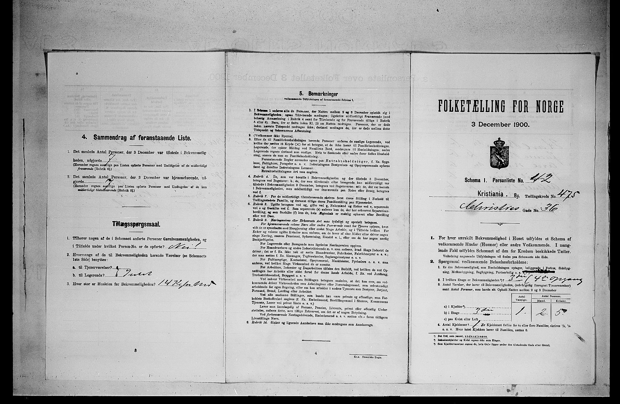 SAO, Folketelling 1900 for 0301 Kristiania kjøpstad, 1900, s. 13090