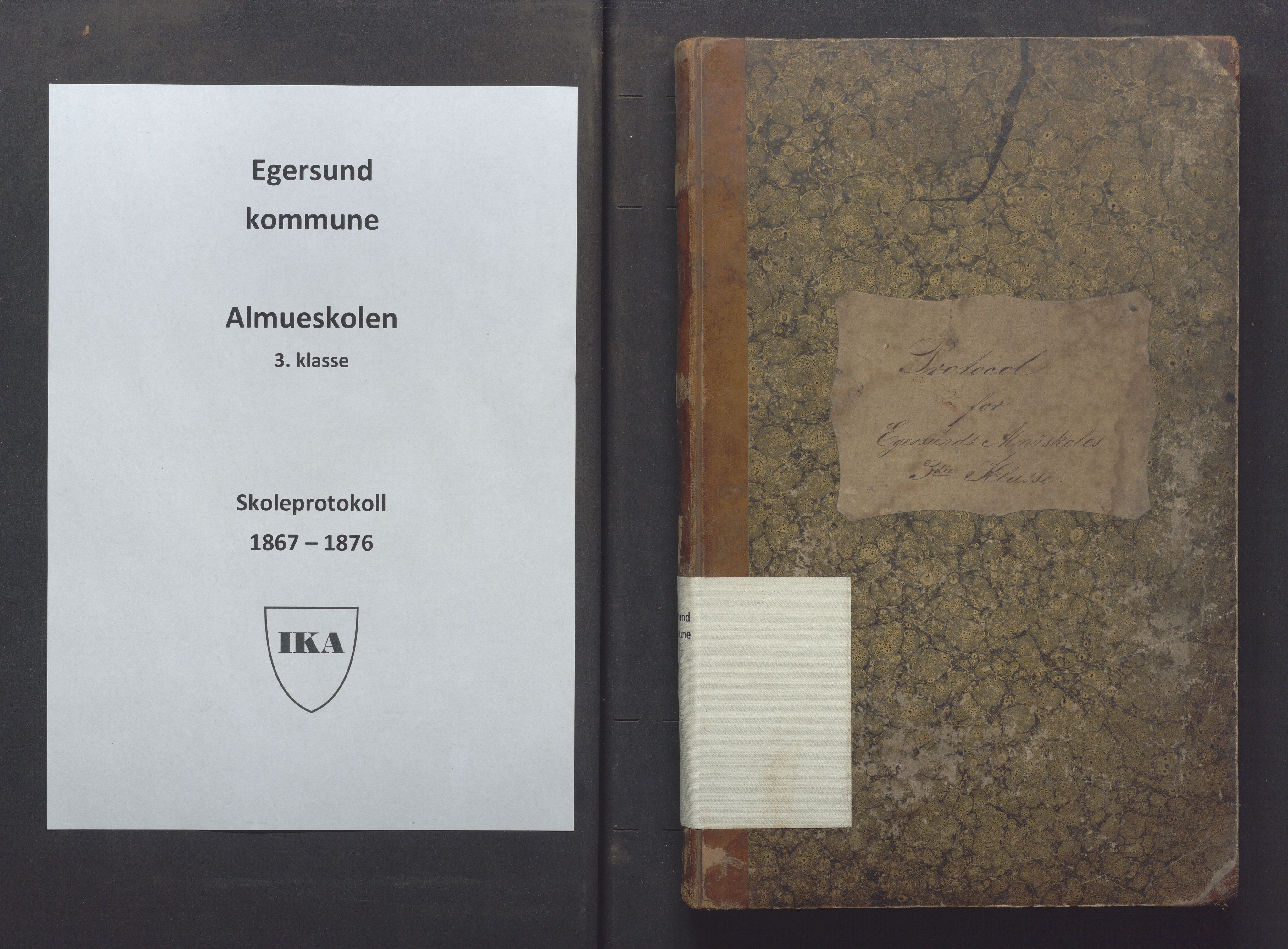 Egersund kommune (Ladested) - Egersund almueskole/folkeskole, IKAR/K-100521/H/L0012: Skoleprotokoll - Almueskolen, 3. klasse, 1867-1876