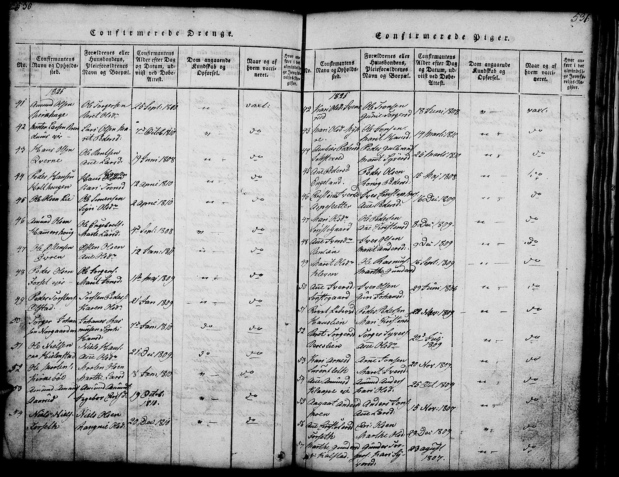 Gausdal prestekontor, SAH/PREST-090/H/Ha/Hab/L0001: Klokkerbok nr. 1, 1817-1848, s. 530-531
