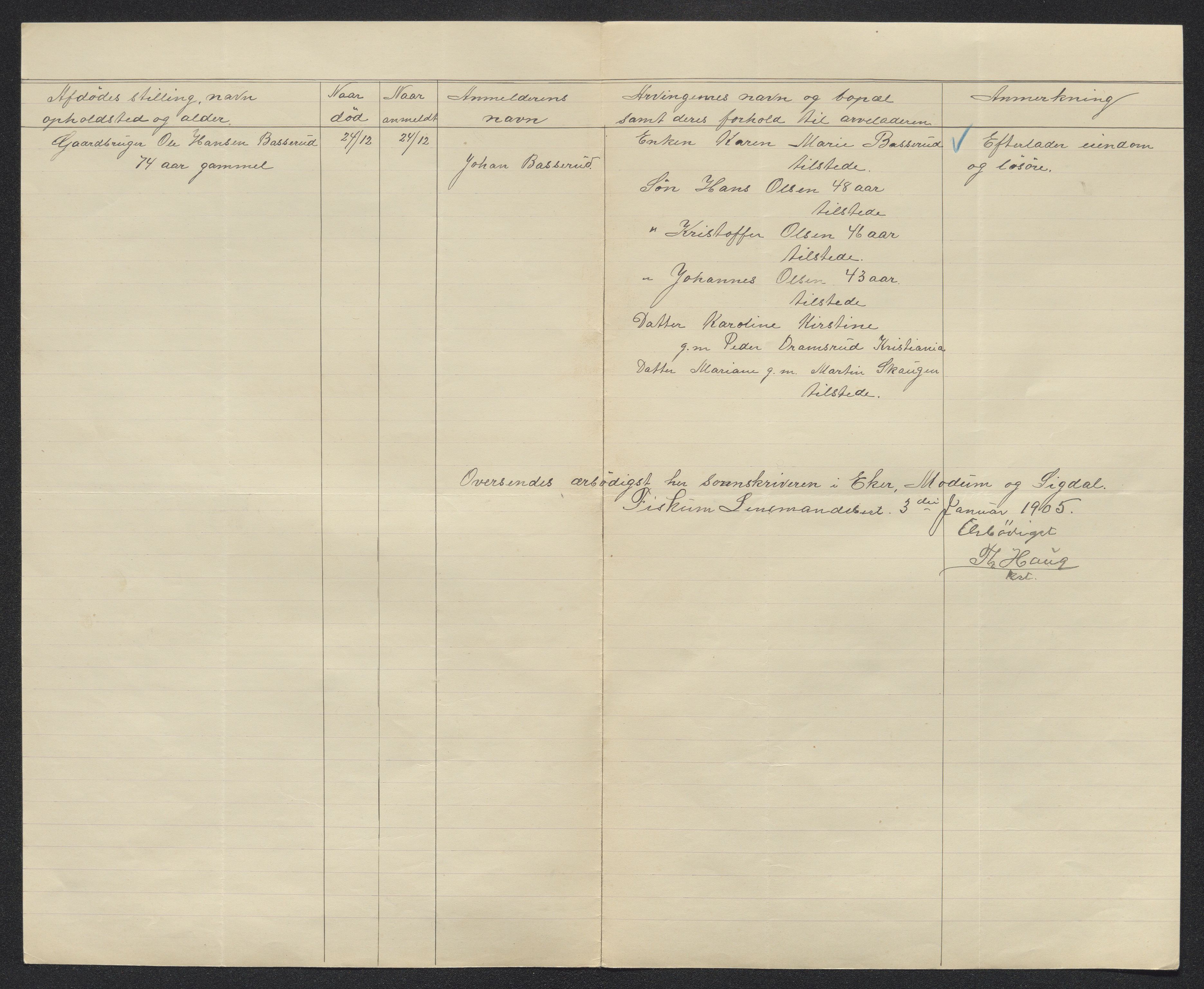 Eiker, Modum og Sigdal sorenskriveri, AV/SAKO-A-123/H/Ha/Hab/L0030: Dødsfallsmeldinger, 1903-1905, s. 476
