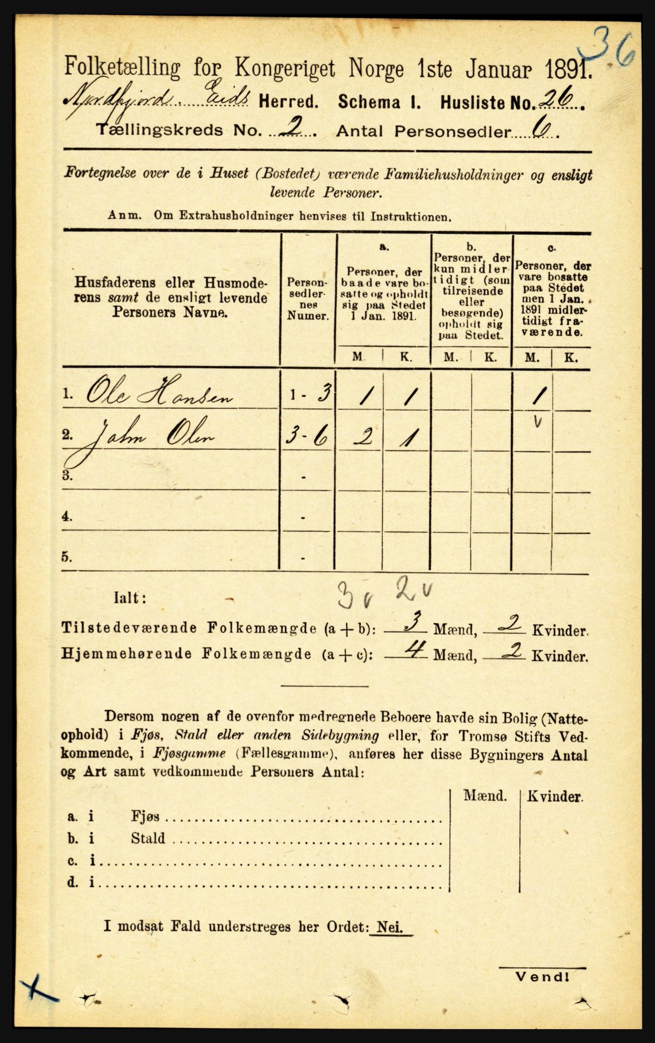 RA, Folketelling 1891 for 1443 Eid herred, 1891, s. 304