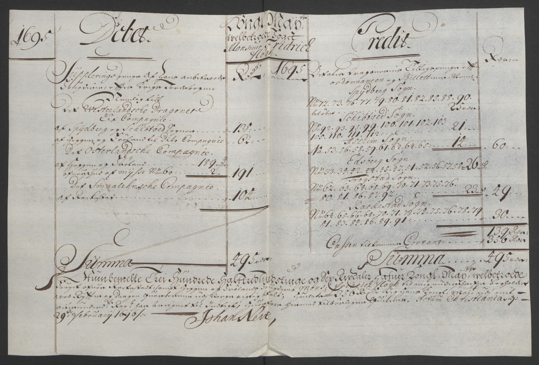 Rentekammeret inntil 1814, Reviderte regnskaper, Fogderegnskap, RA/EA-4092/R07/L0285: Fogderegnskap Rakkestad, Heggen og Frøland, 1695, s. 300