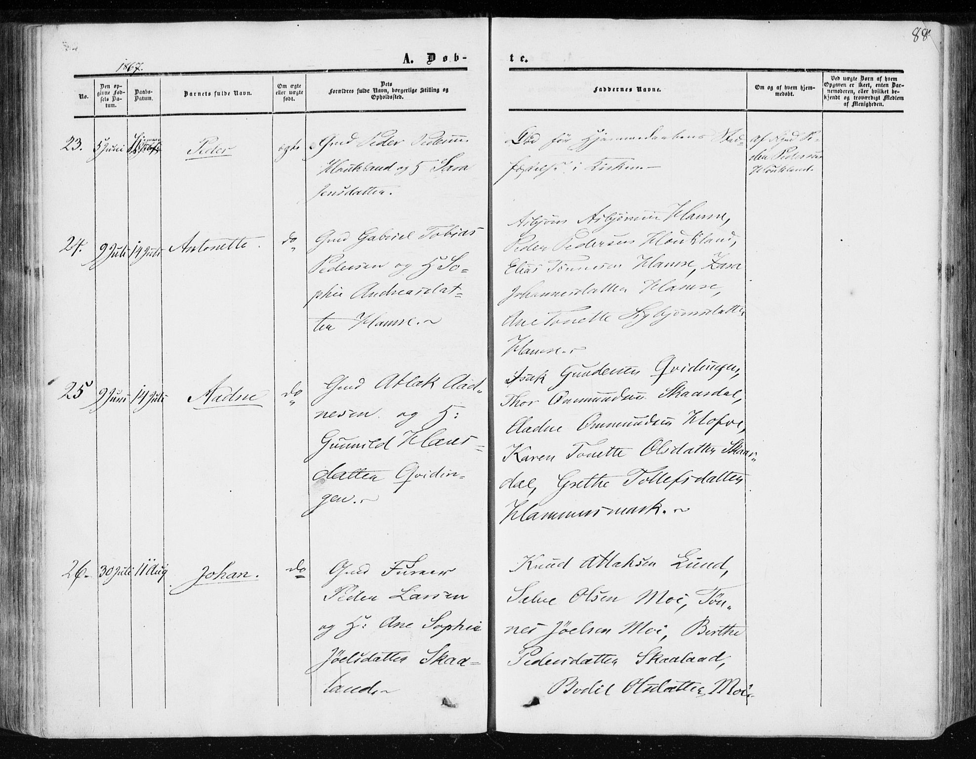Lund sokneprestkontor, AV/SAST-A-101809/S06/L0009: Ministerialbok nr. A 8, 1853-1877, s. 88
