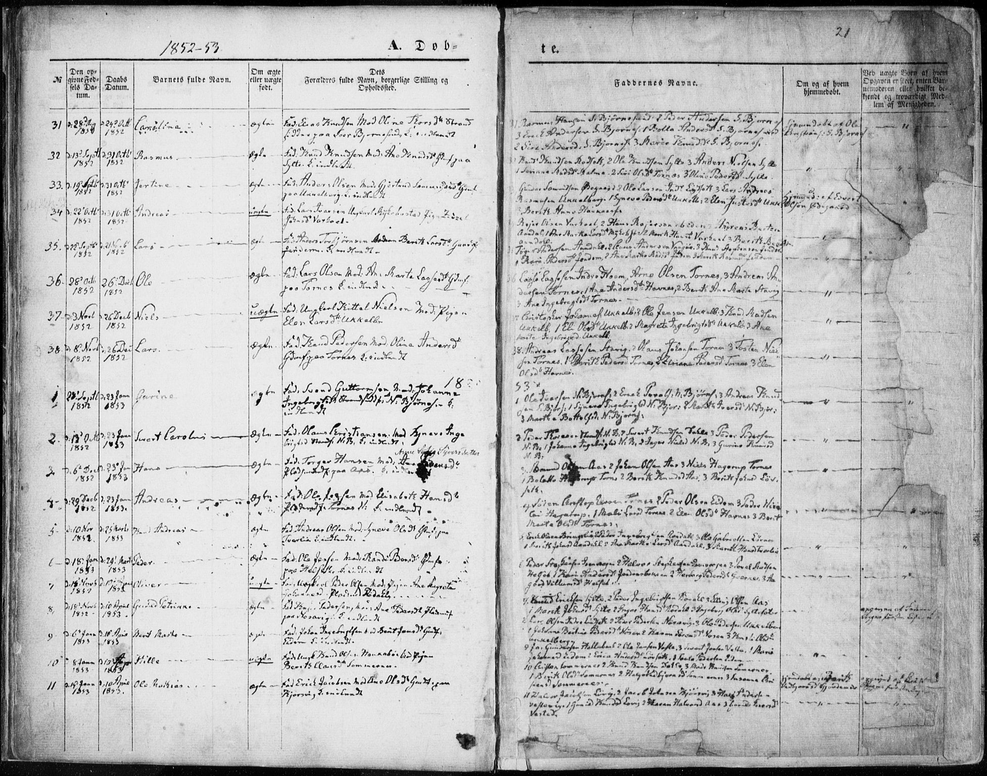 Ministerialprotokoller, klokkerbøker og fødselsregistre - Møre og Romsdal, SAT/A-1454/565/L0748: Ministerialbok nr. 565A02, 1845-1872, s. 21