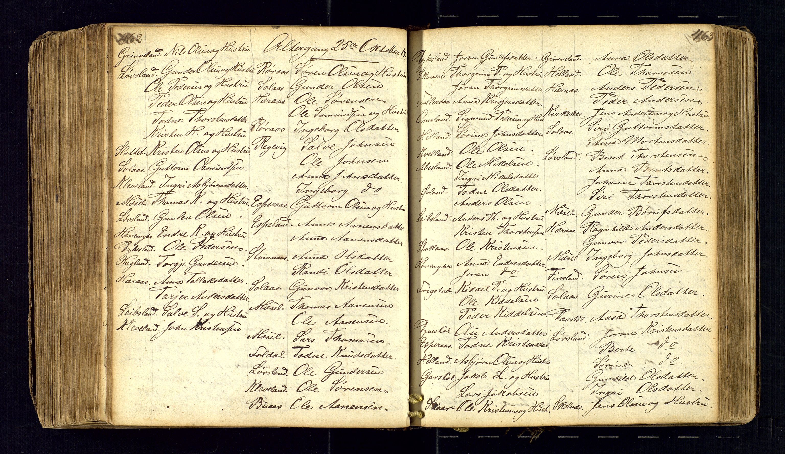 Bjelland sokneprestkontor, AV/SAK-1111-0005/F/Fc/Fcb/L0001: Kommunikantprotokoll nr. C-1, 1827-1906, s. 462-463