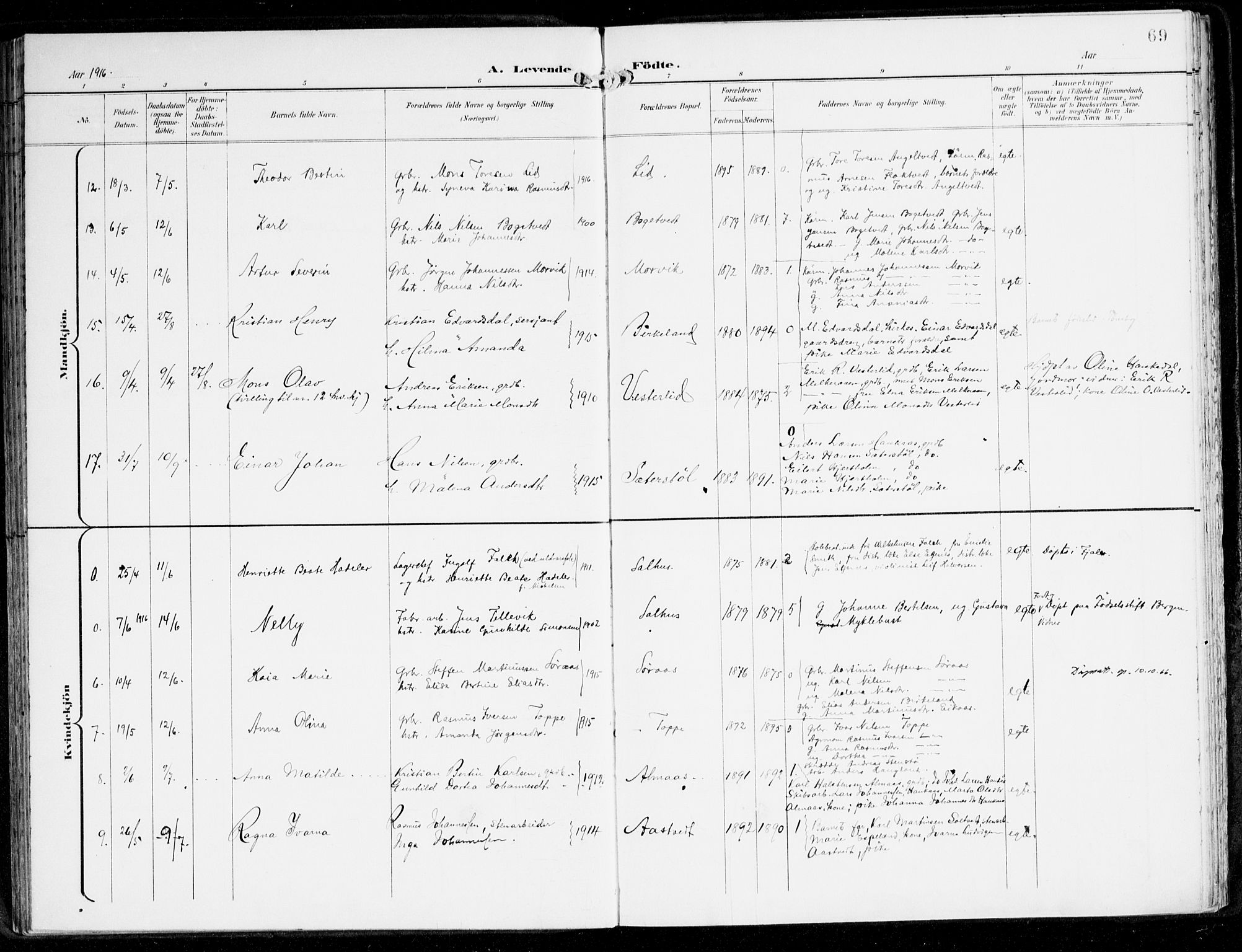 Hamre sokneprestembete, AV/SAB-A-75501/H/Ha/Haa/Haad/L0002: Ministerialbok nr. D 2, 1899-1916, s. 69