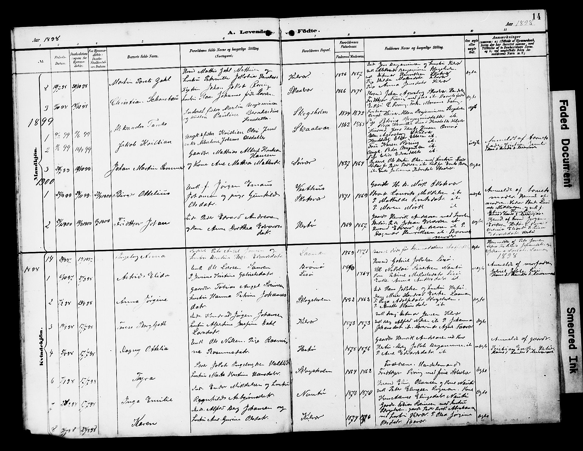 Ministerialprotokoller, klokkerbøker og fødselsregistre - Nordland, SAT/A-1459/818/L0273: Klokkerbok nr. 818C01, 1893-1928, s. 14