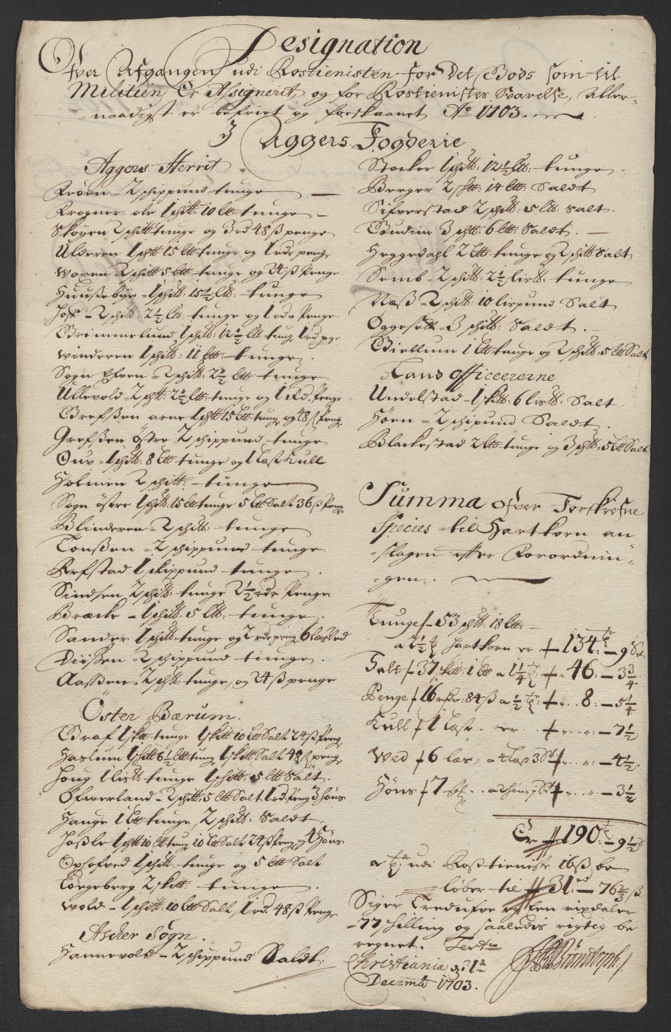 Rentekammeret inntil 1814, Reviderte regnskaper, Fogderegnskap, RA/EA-4092/R10/L0445: Fogderegnskap Aker og Follo, 1703-1704, s. 146