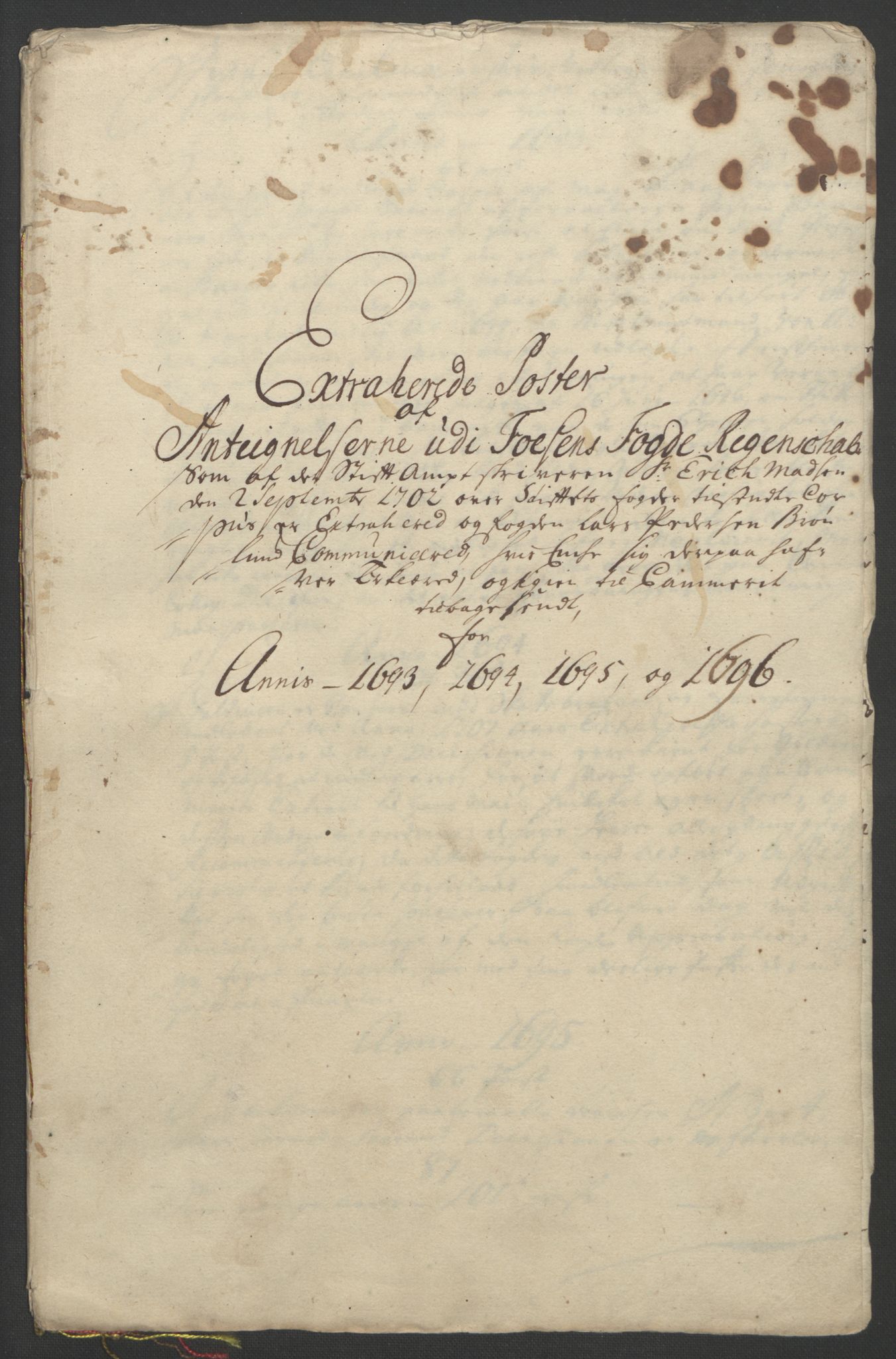 Rentekammeret inntil 1814, Reviderte regnskaper, Fogderegnskap, AV/RA-EA-4092/R57/L3851: Fogderegnskap Fosen, 1695-1696, s. 327