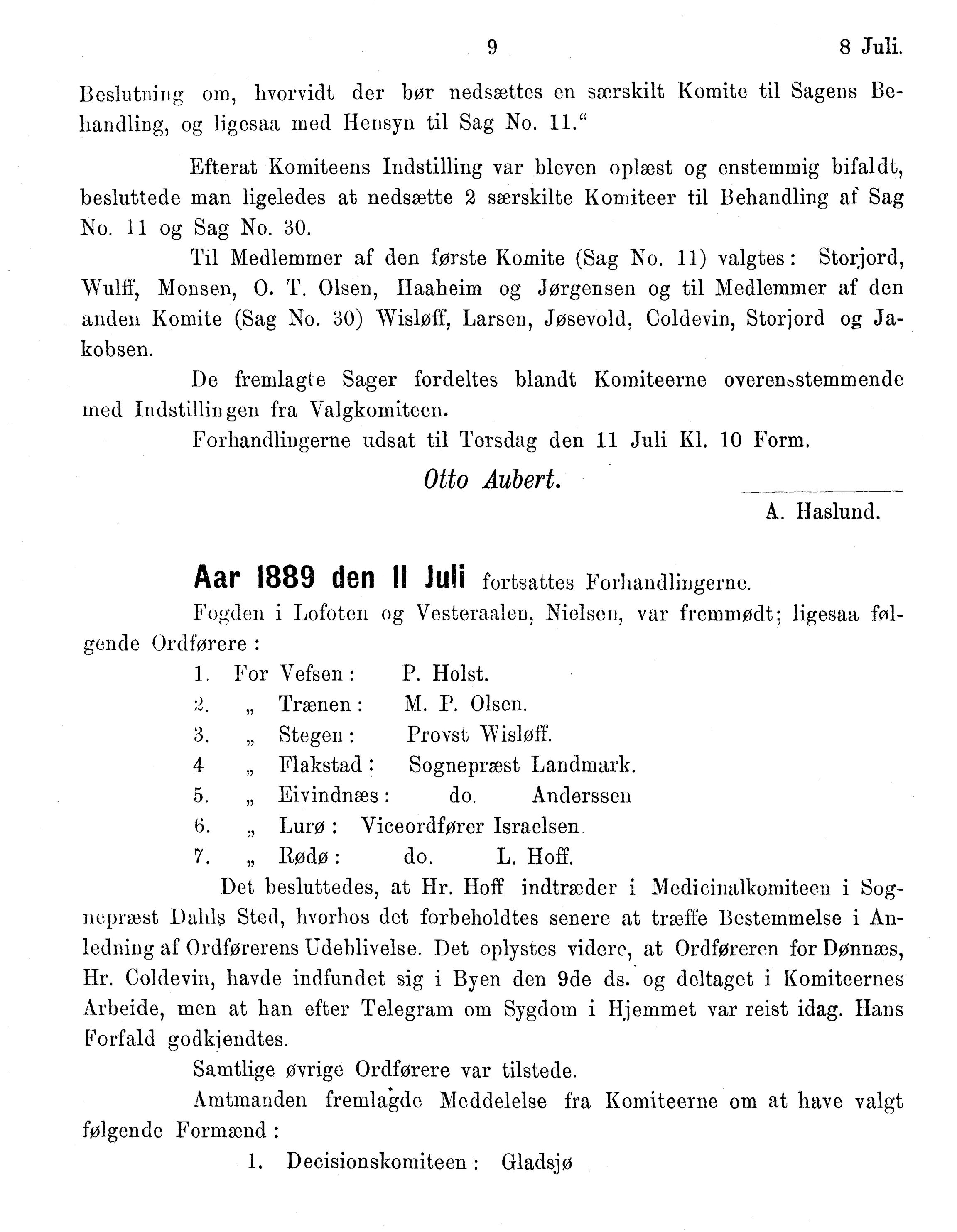 Nordland Fylkeskommune. Fylkestinget, AIN/NFK-17/176/A/Ac/L0015: Fylkestingsforhandlinger 1886-1890, 1886-1890, s. 9