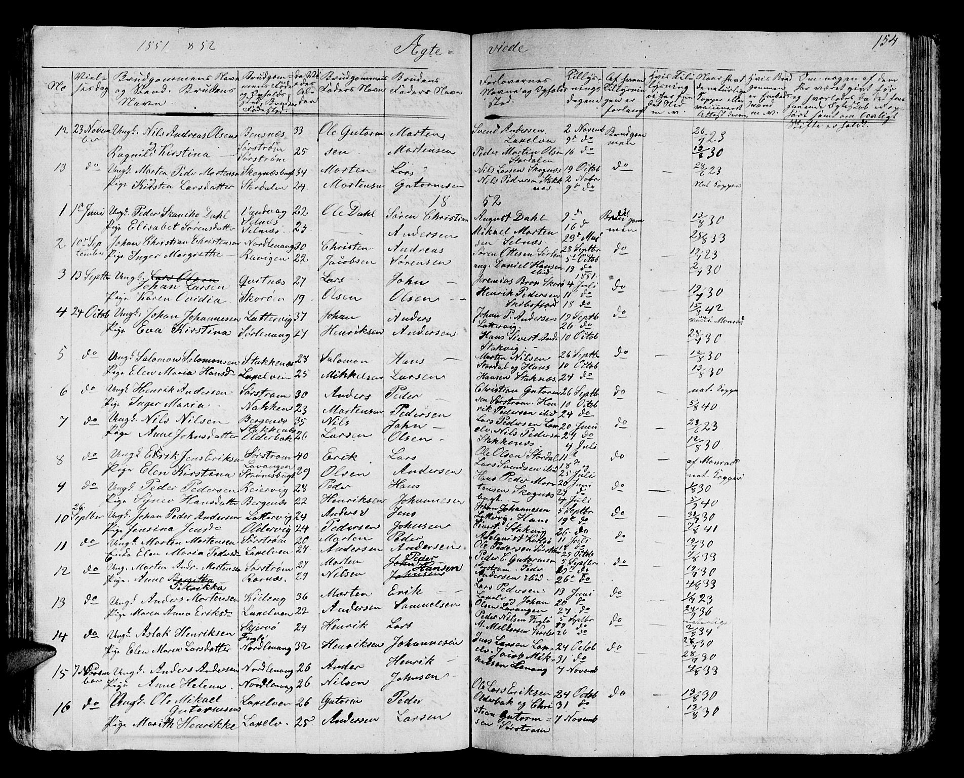 Karlsøy sokneprestembete, AV/SATØ-S-1299/H/Ha/Hab/L0002klokker: Klokkerbok nr. 2, 1843-1861, s. 154