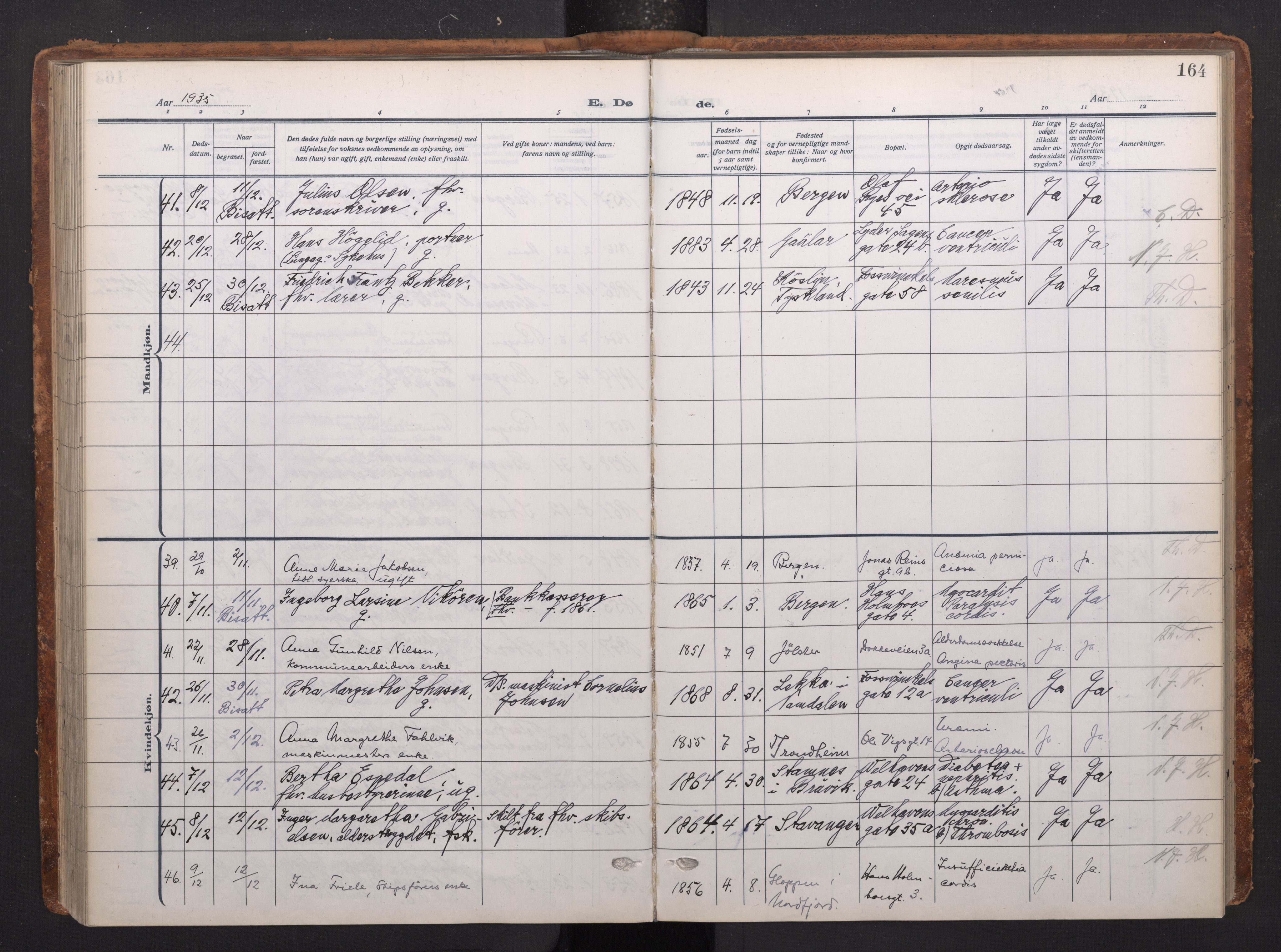 Johanneskirken sokneprestembete, SAB/A-76001/H/Haa/L0020: Ministerialbok nr. E 2, 1916-1951, s. 164