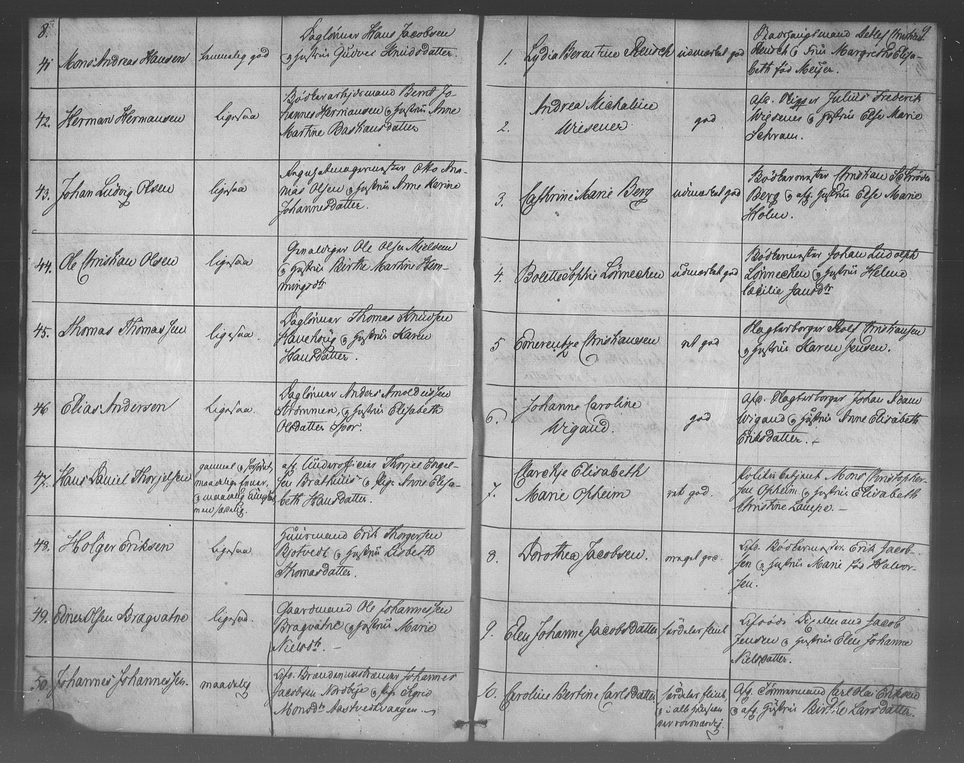 Korskirken sokneprestembete, AV/SAB-A-76101/H/Haa/L0067: Residerende kapellans bok nr. A 2, 1844-1854, s. 8-9