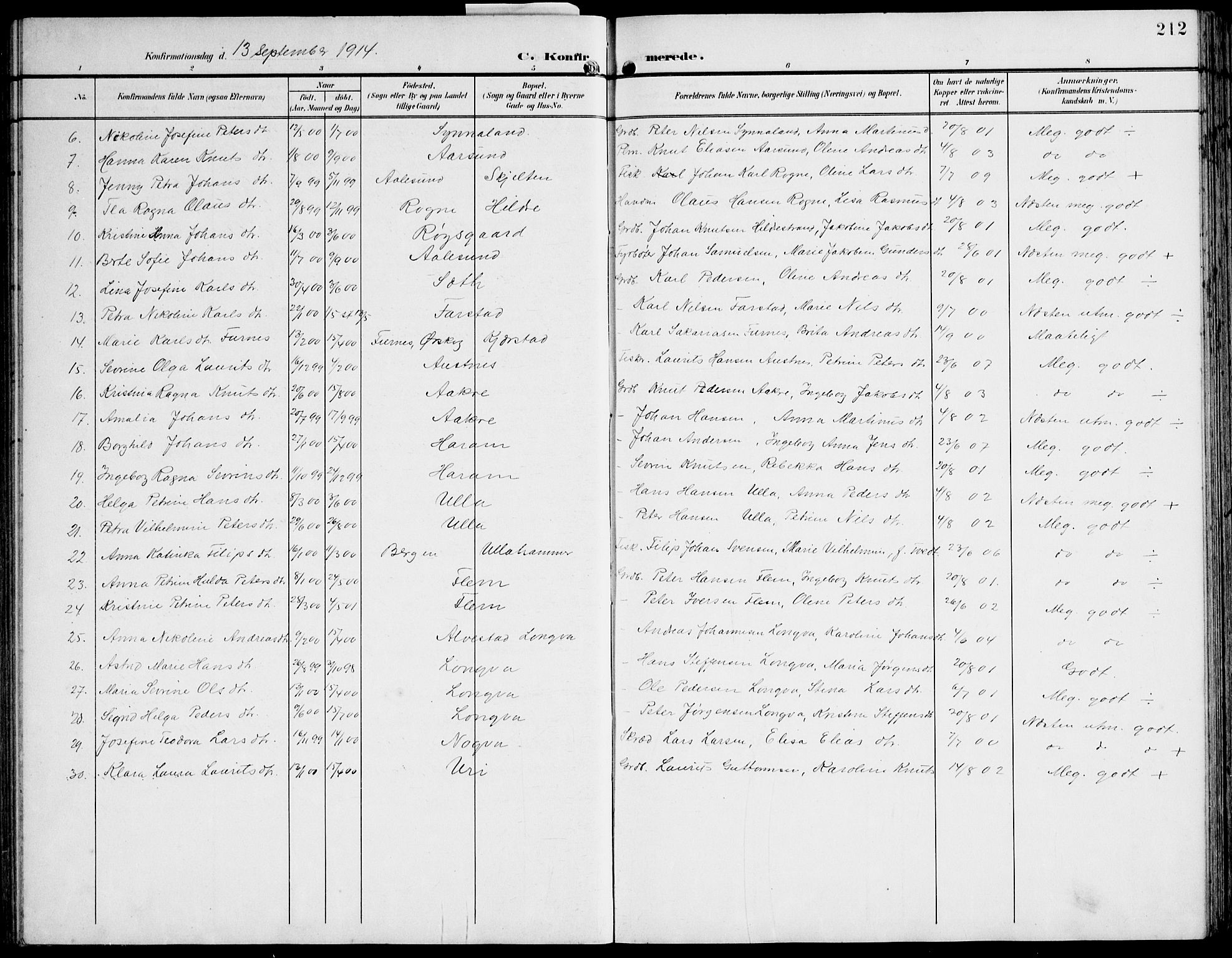 Ministerialprotokoller, klokkerbøker og fødselsregistre - Møre og Romsdal, AV/SAT-A-1454/536/L0511: Klokkerbok nr. 536C06, 1899-1944, s. 212