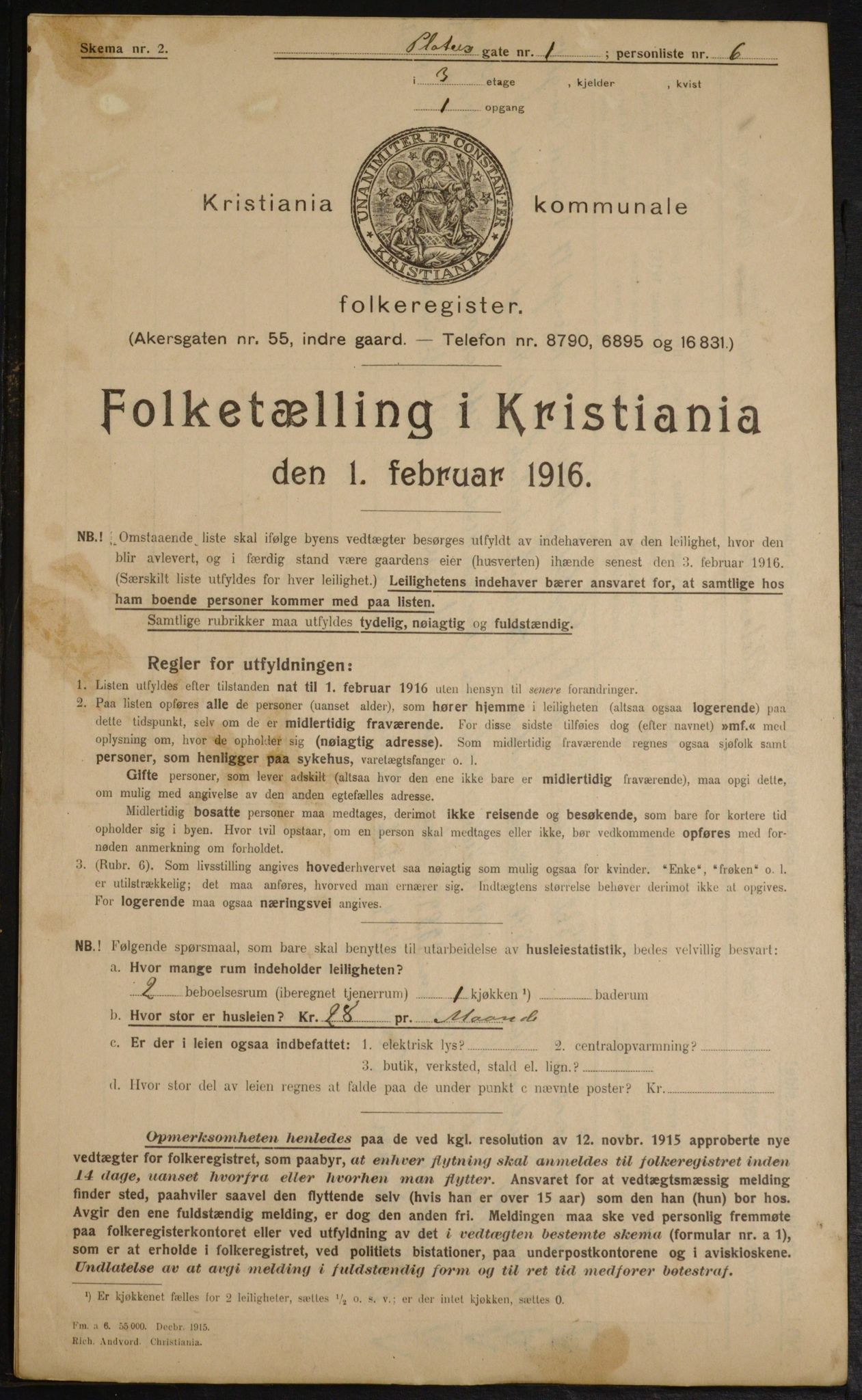 OBA, Kommunal folketelling 1.2.1916 for Kristiania, 1916, s. 82117