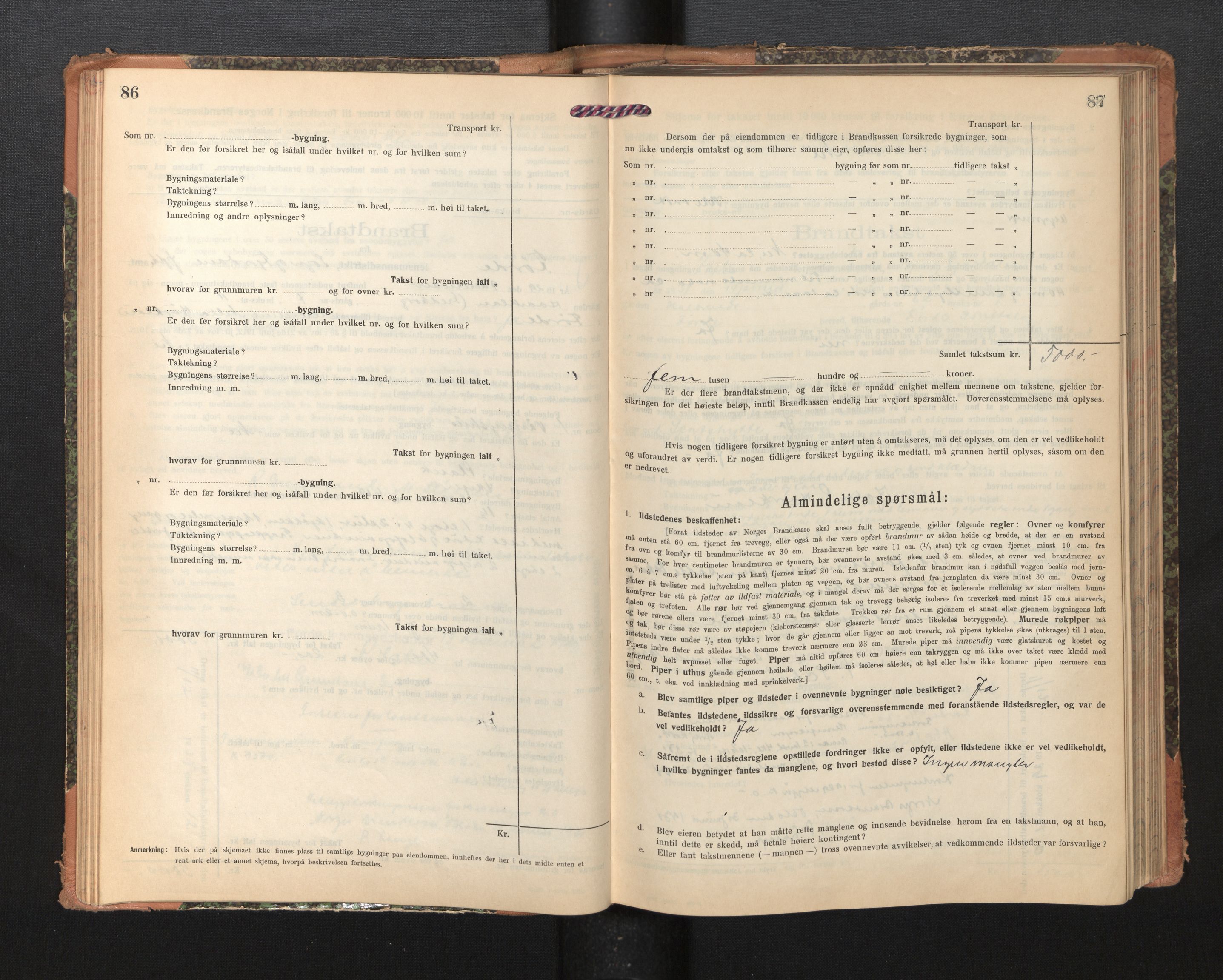 Lensmannen i Førde, AV/SAB-A-27401/0012/L0009: Branntakstprotokoll, skjematakst, 1922-1946, s. 86-87