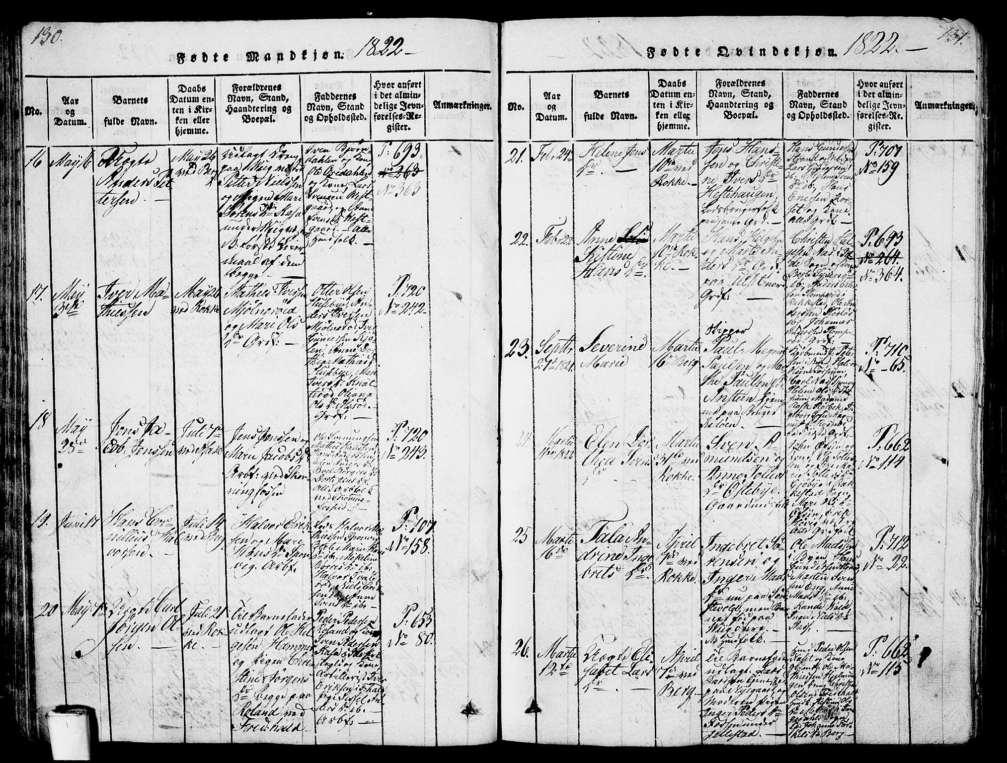 Berg prestekontor Kirkebøker, AV/SAO-A-10902/G/Ga/L0001: Klokkerbok nr. I 1, 1815-1832, s. 130-131
