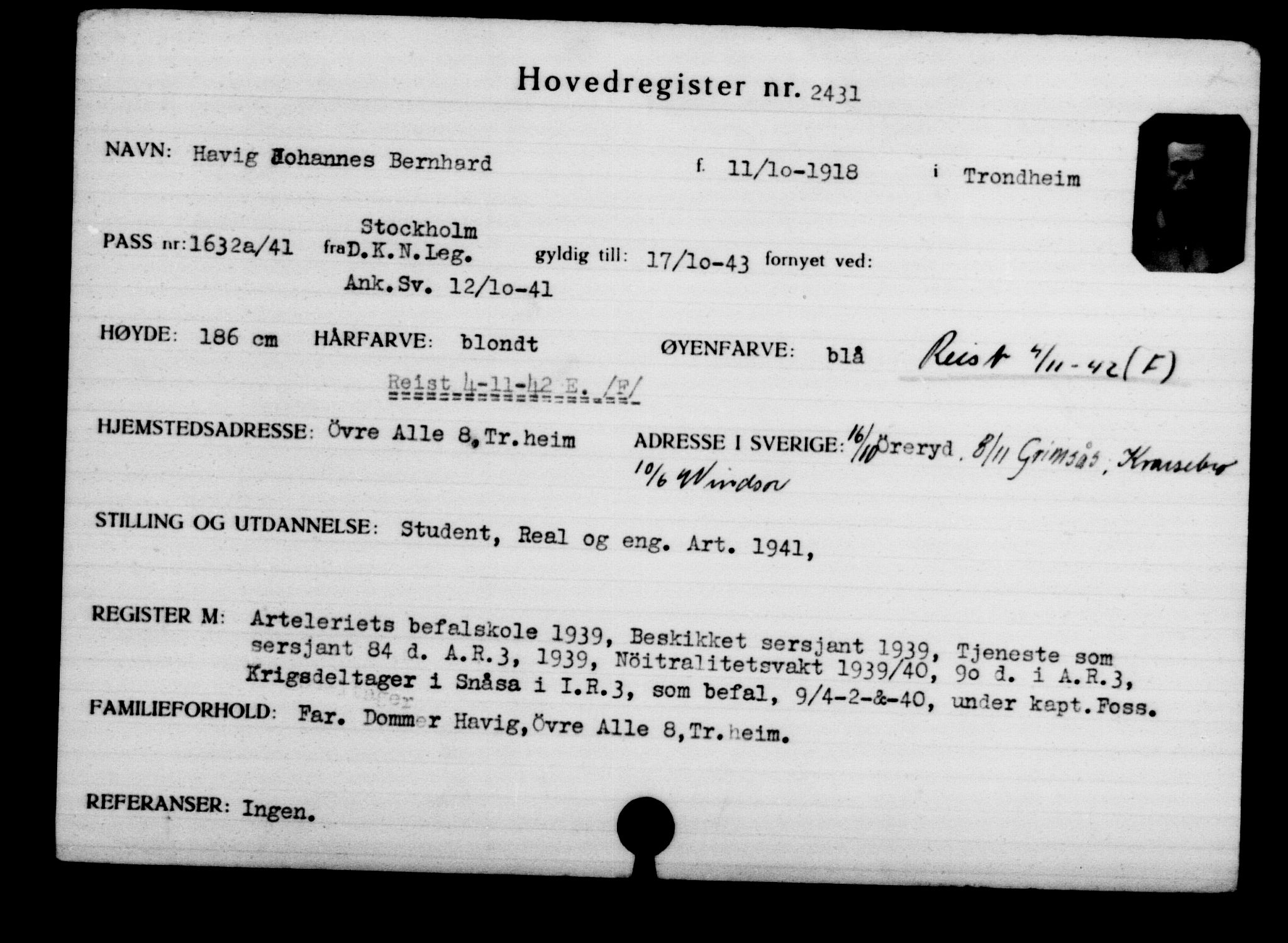 Utenriksstasjonene, Legasjonen i Stockholm, Flyktningkontoret, AV/RA-S-6753/V/Va/L0003: Kjesäterkartoteket, flyktninger med registreringsnr. 2001-3495, 1940-1945, s. 759