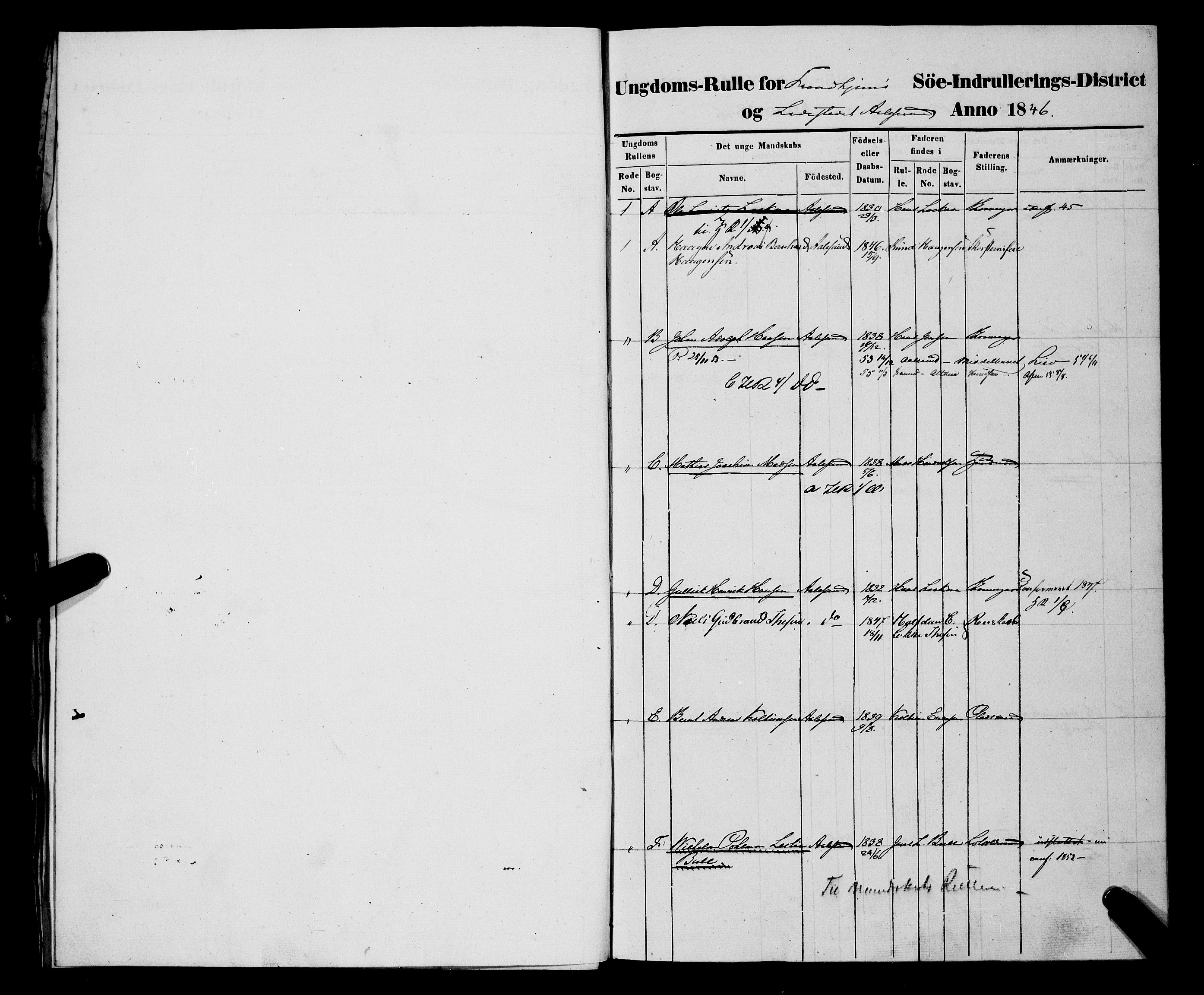 Sjøinnrulleringen - Trondhjemske distrikt, SAT/A-5121/01/L0307: Hovedrulle, ungdomsrulle og ekstrarulle for Ålesund by, 1831-1846