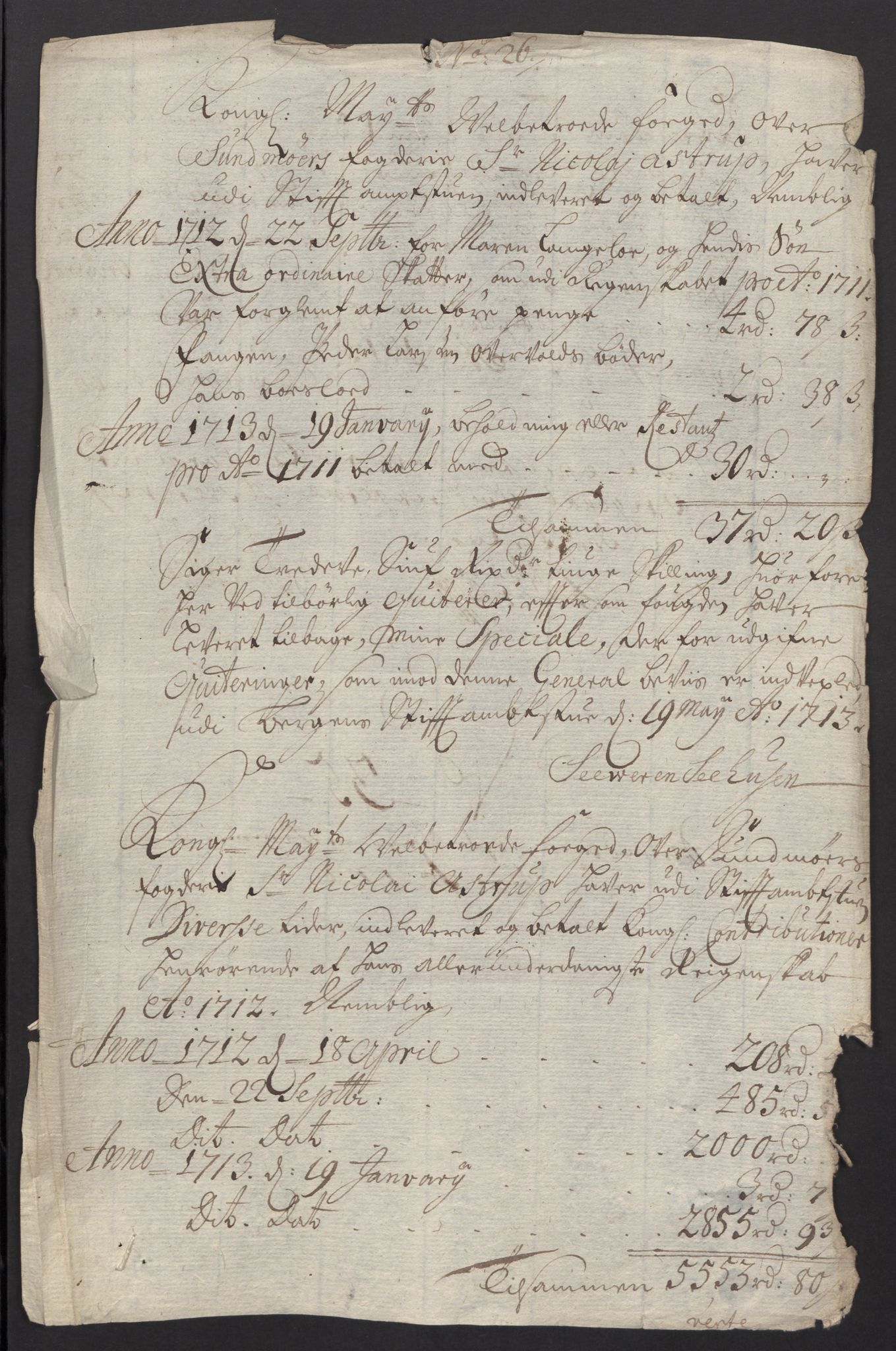 Rentekammeret inntil 1814, Reviderte regnskaper, Fogderegnskap, AV/RA-EA-4092/R54/L3565: Fogderegnskap Sunnmøre, 1712-1713, s. 213