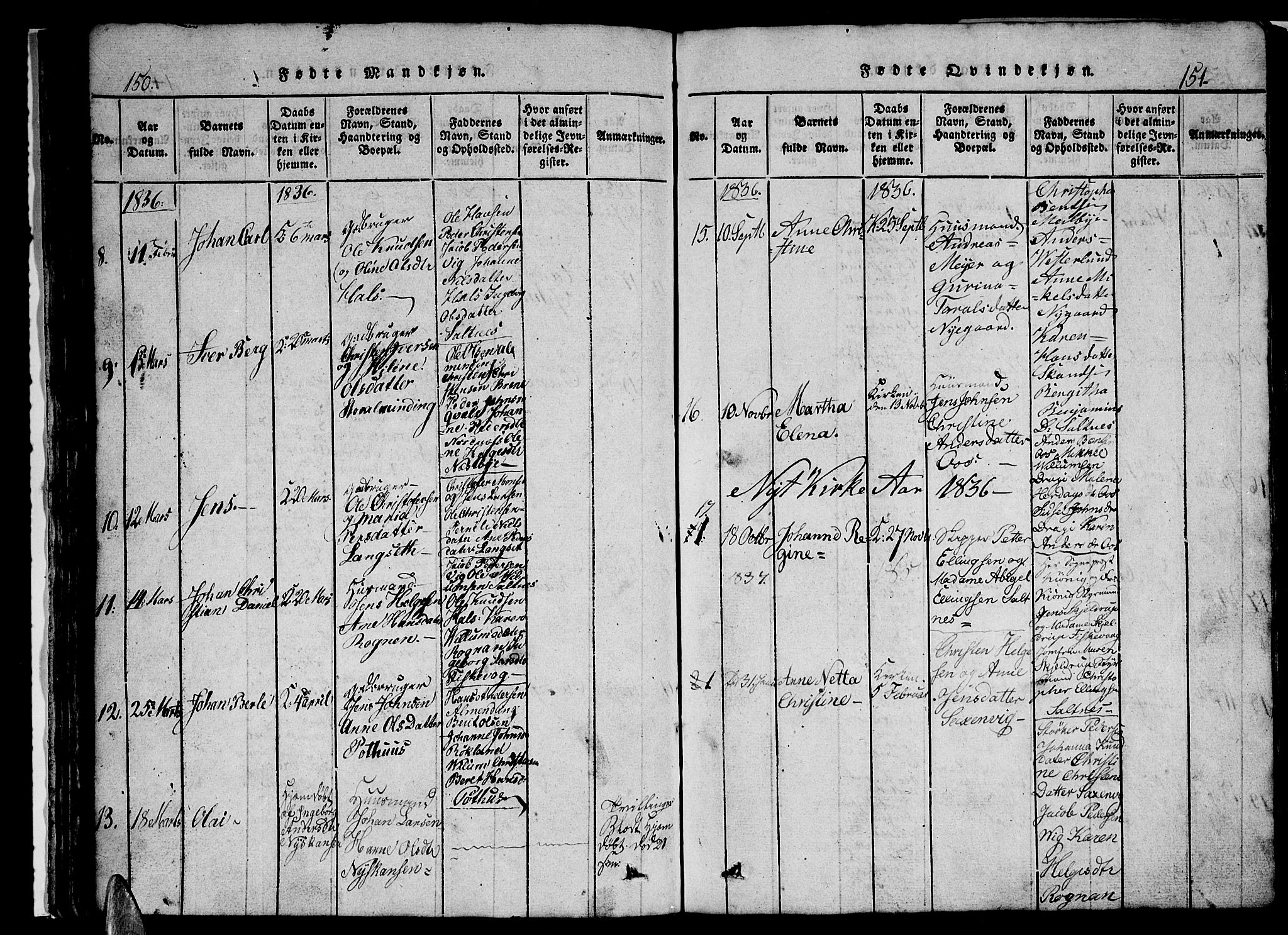 Ministerialprotokoller, klokkerbøker og fødselsregistre - Nordland, AV/SAT-A-1459/847/L0676: Klokkerbok nr. 847C04, 1821-1853, s. 150-151