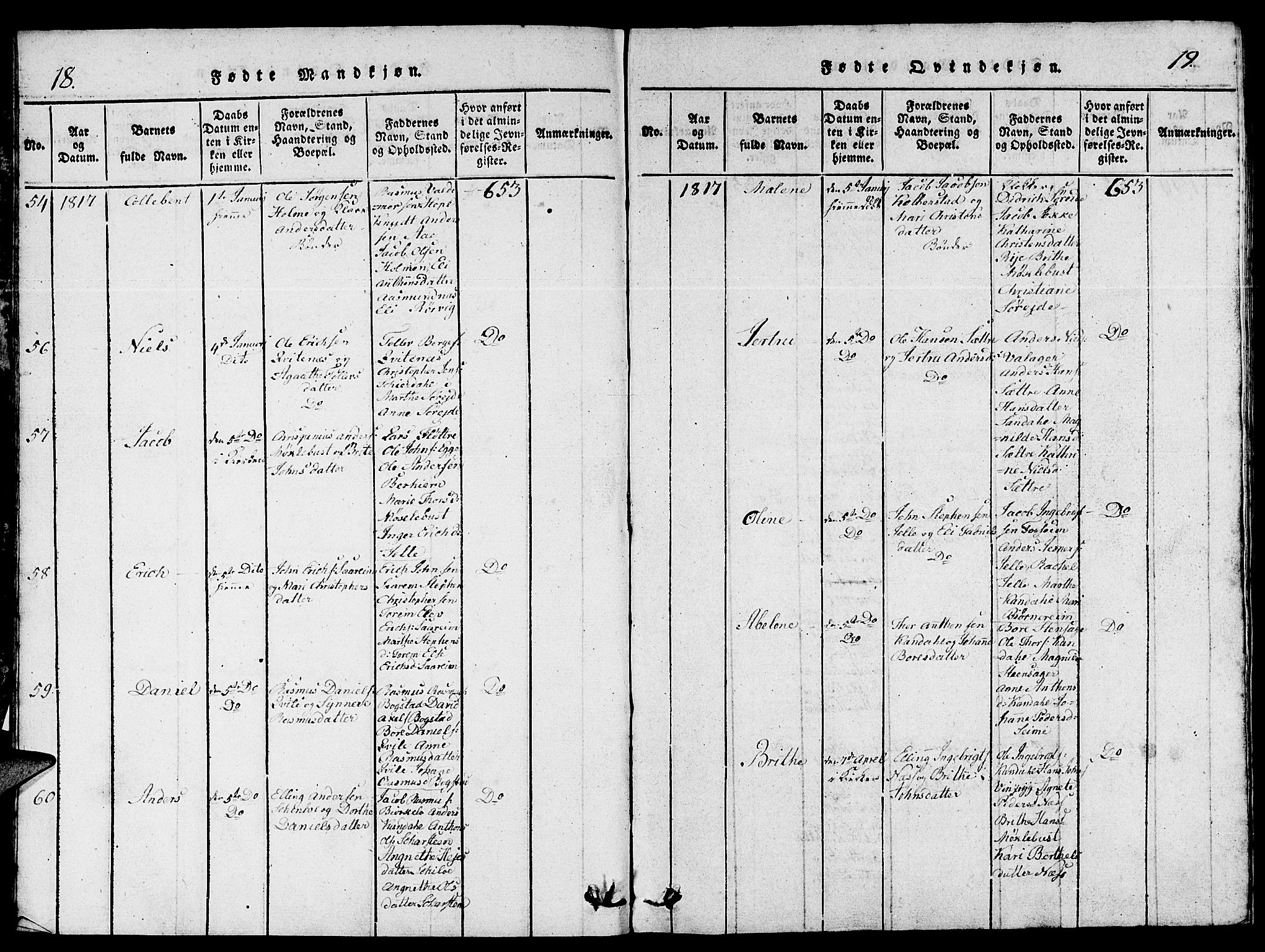 Gloppen sokneprestembete, SAB/A-80101/H/Hab/Haba/L0001: Klokkerbok nr. A 1, 1816-1827, s. 18-19