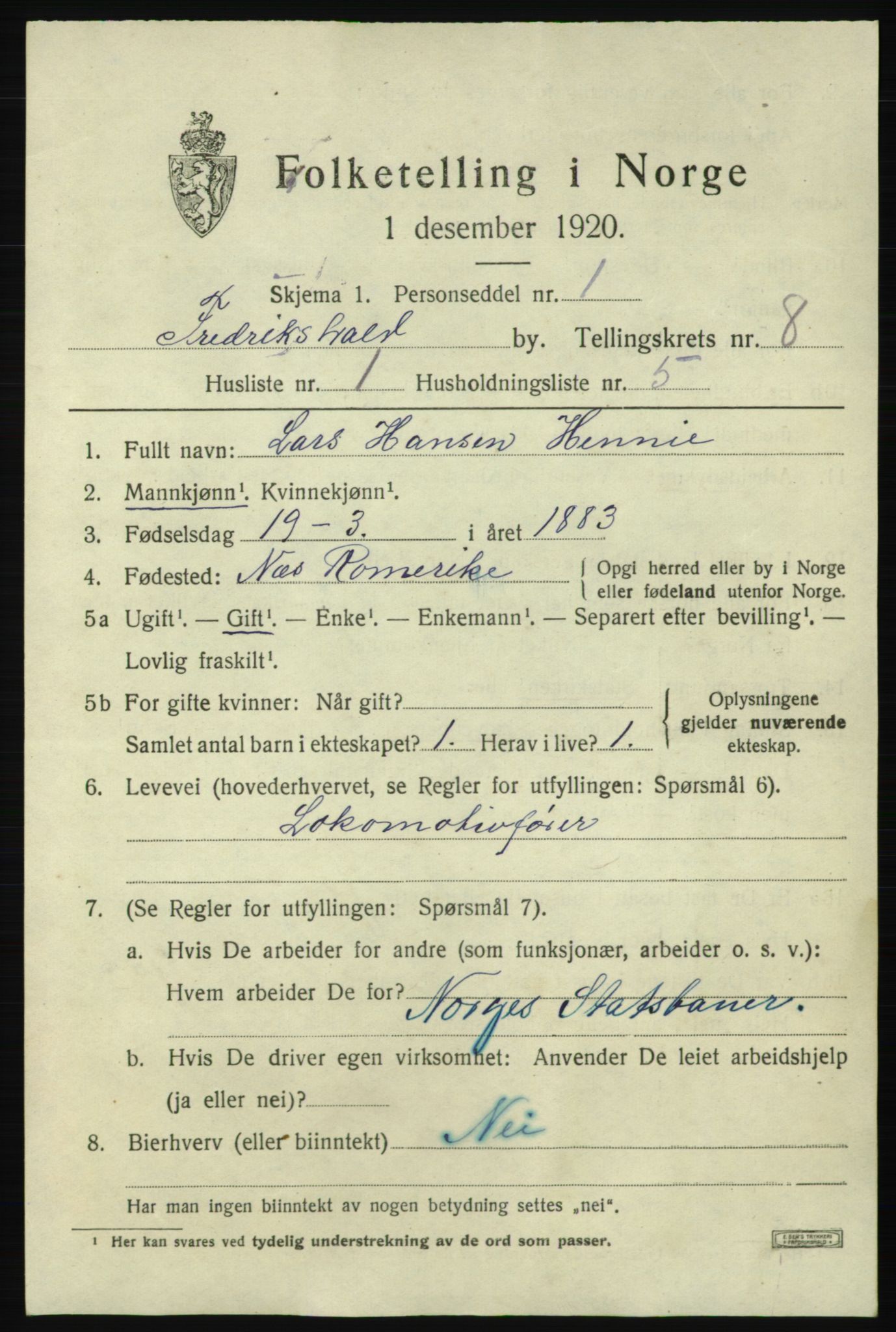 SAO, Folketelling 1920 for 0101 Fredrikshald kjøpstad, 1920, s. 14629