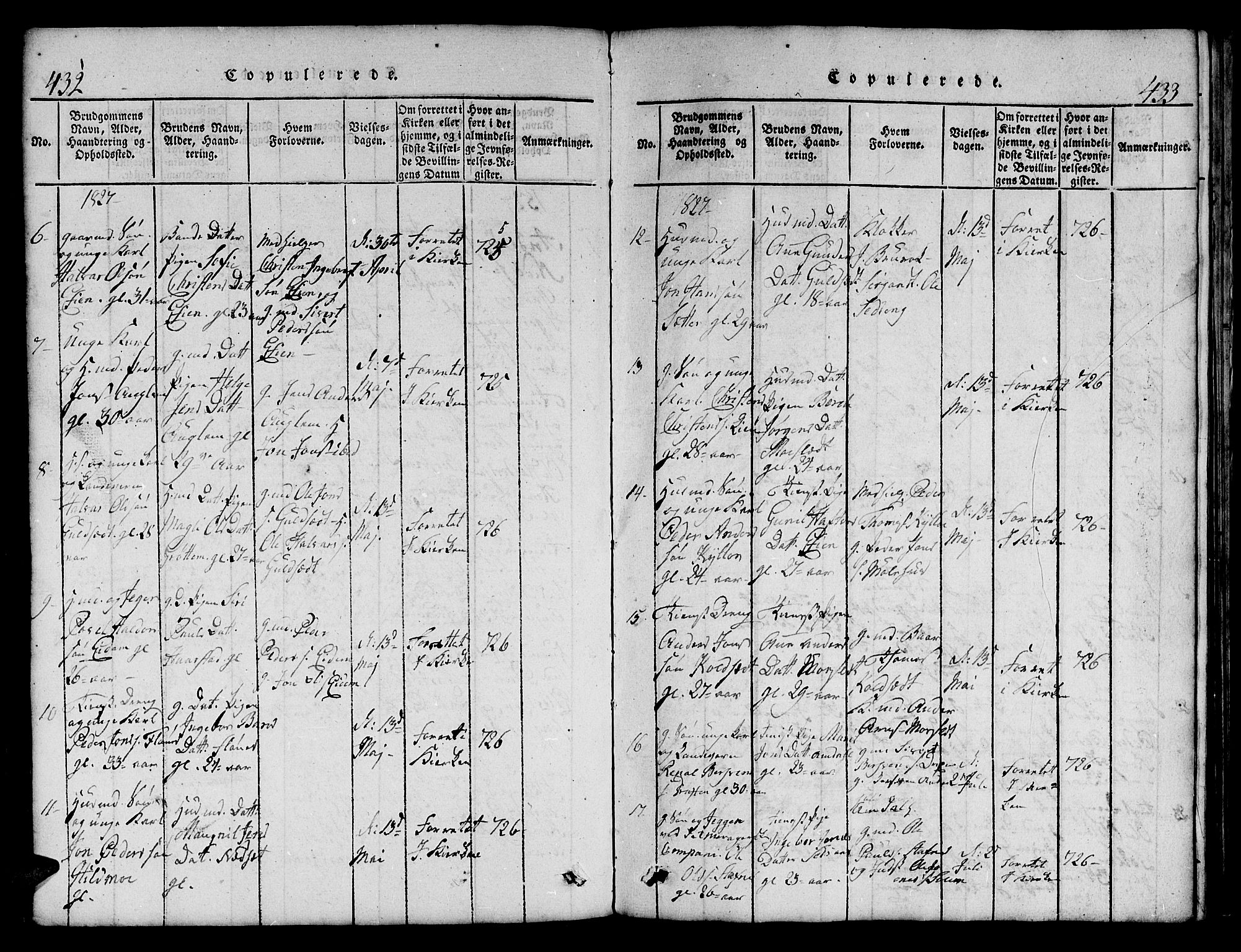 Ministerialprotokoller, klokkerbøker og fødselsregistre - Sør-Trøndelag, SAT/A-1456/695/L1152: Klokkerbok nr. 695C03, 1816-1831, s. 432-433