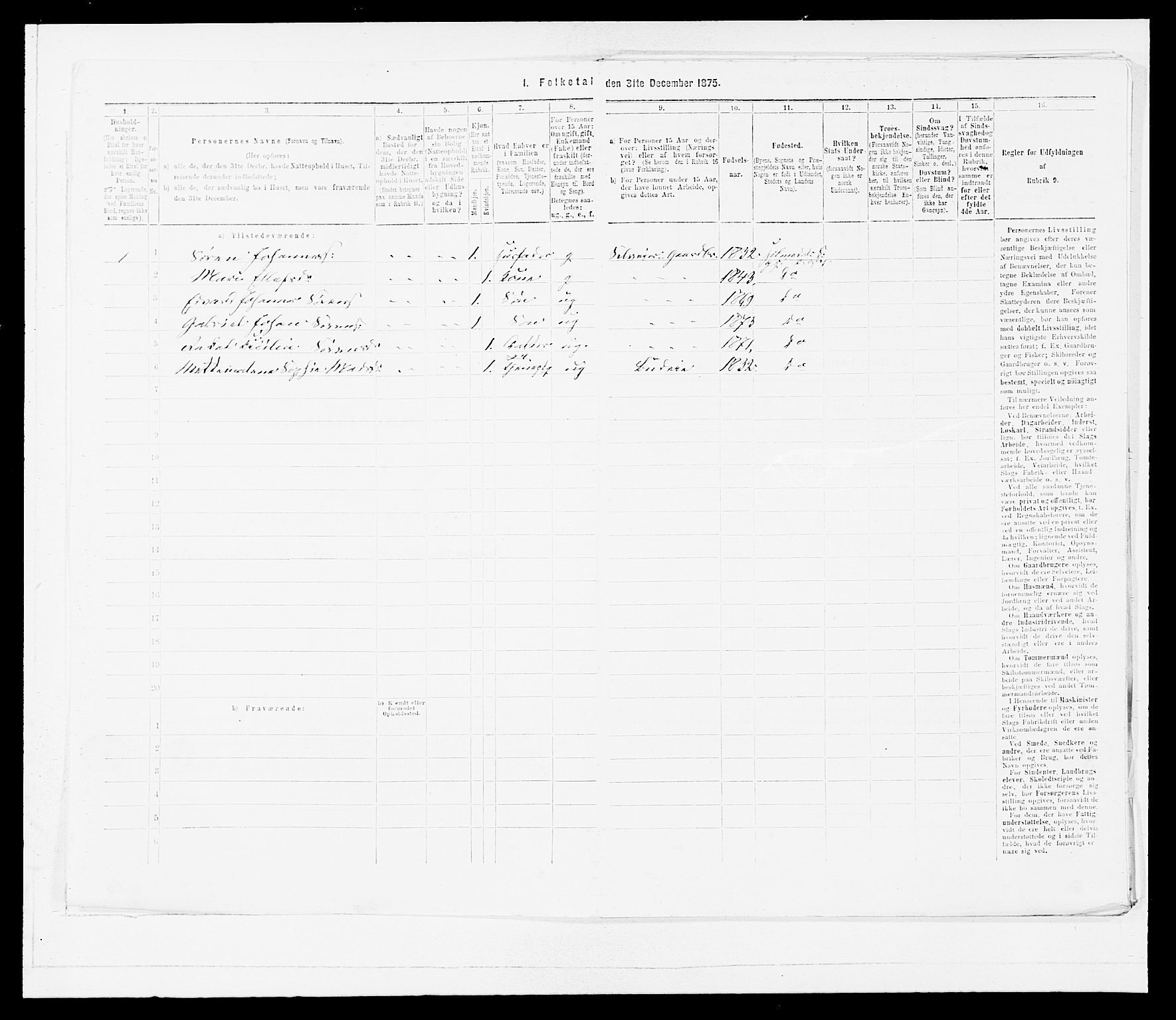 SAB, Folketelling 1875 for 1429P Ytre Holmedal prestegjeld, 1875, s. 172