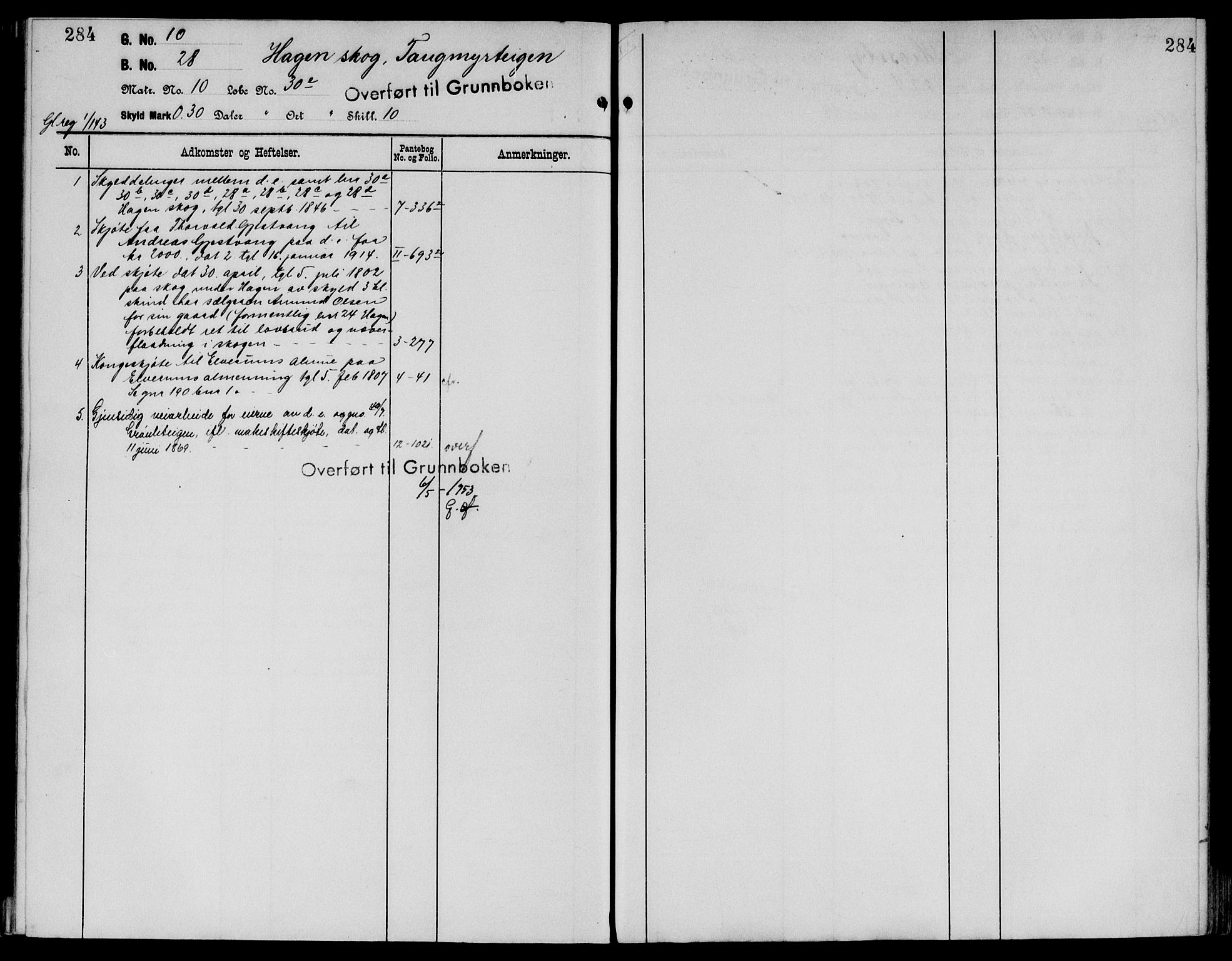 Sør-Østerdal sorenskriveri, AV/SAH-TING-018/H/Ha/Haa/L0019: Panteregister nr. 1, 1922-1954, s. 284