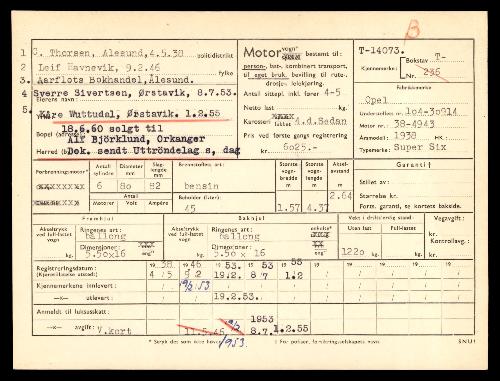 Møre og Romsdal vegkontor - Ålesund trafikkstasjon, AV/SAT-A-4099/F/Fe/L0042: Registreringskort for kjøretøy T 13906 - T 14079, 1927-1998, s. 3061