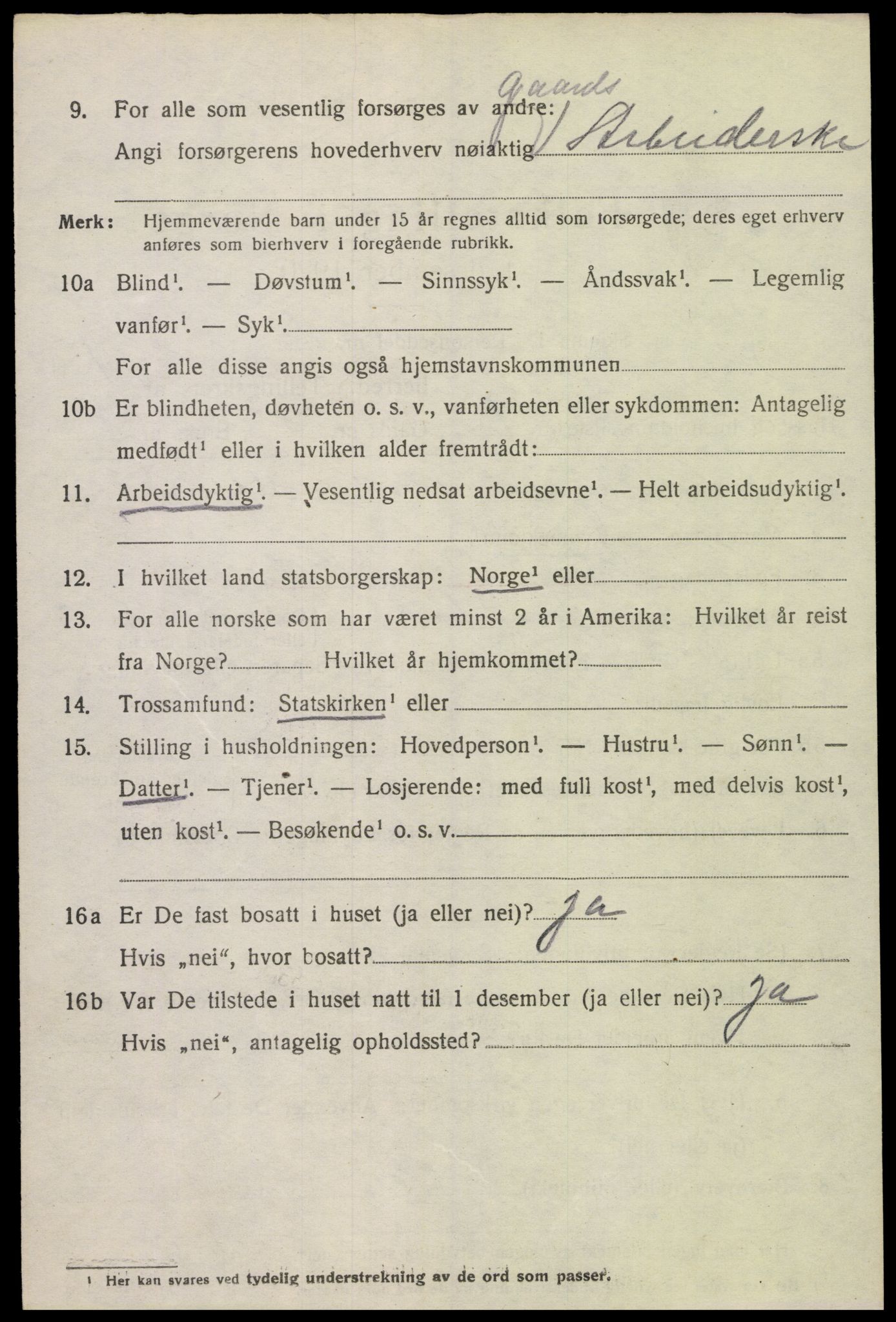 SAK, Folketelling 1920 for 1028 Vigmostad herred, 1920, s. 1190