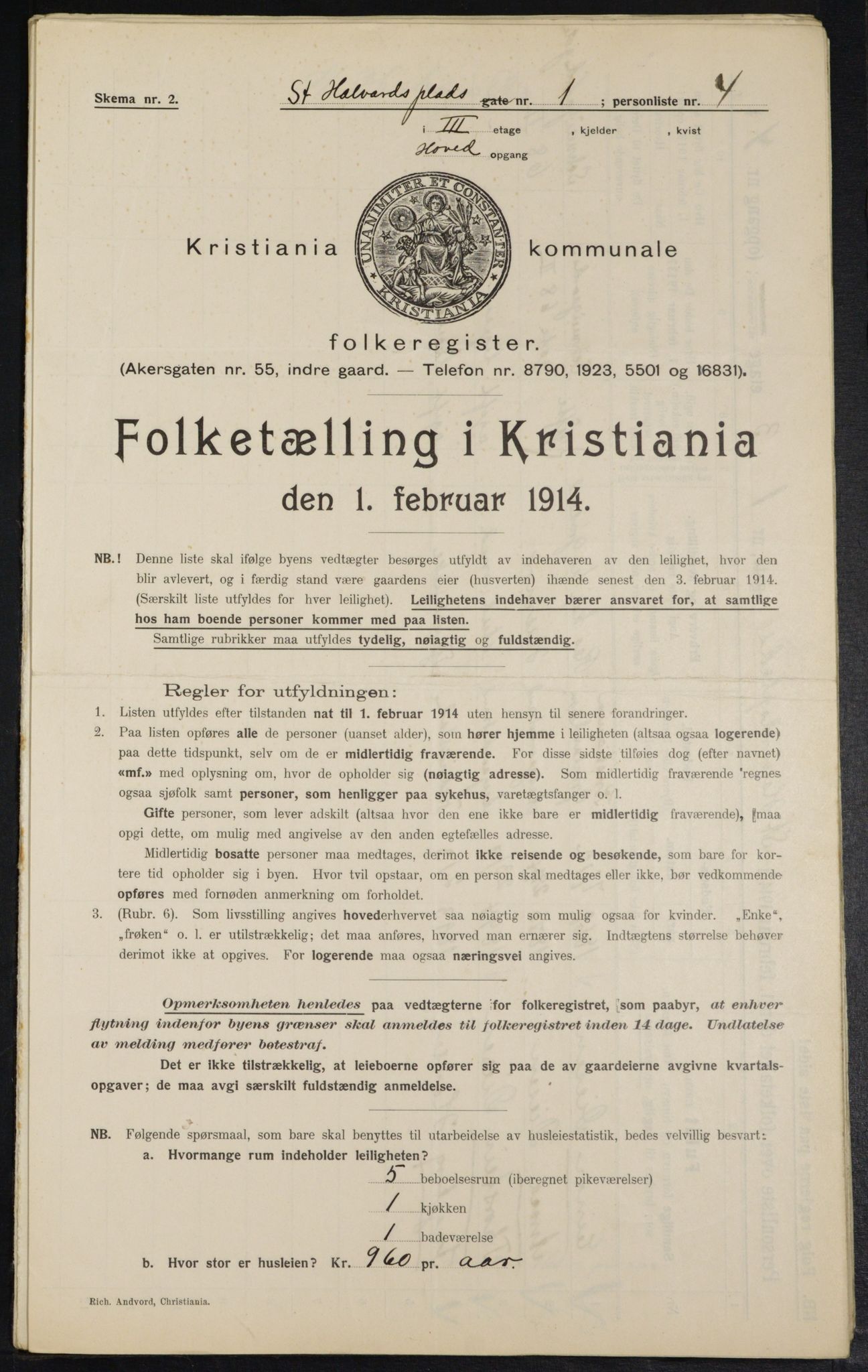 OBA, Kommunal folketelling 1.2.1914 for Kristiania, 1914, s. 87746