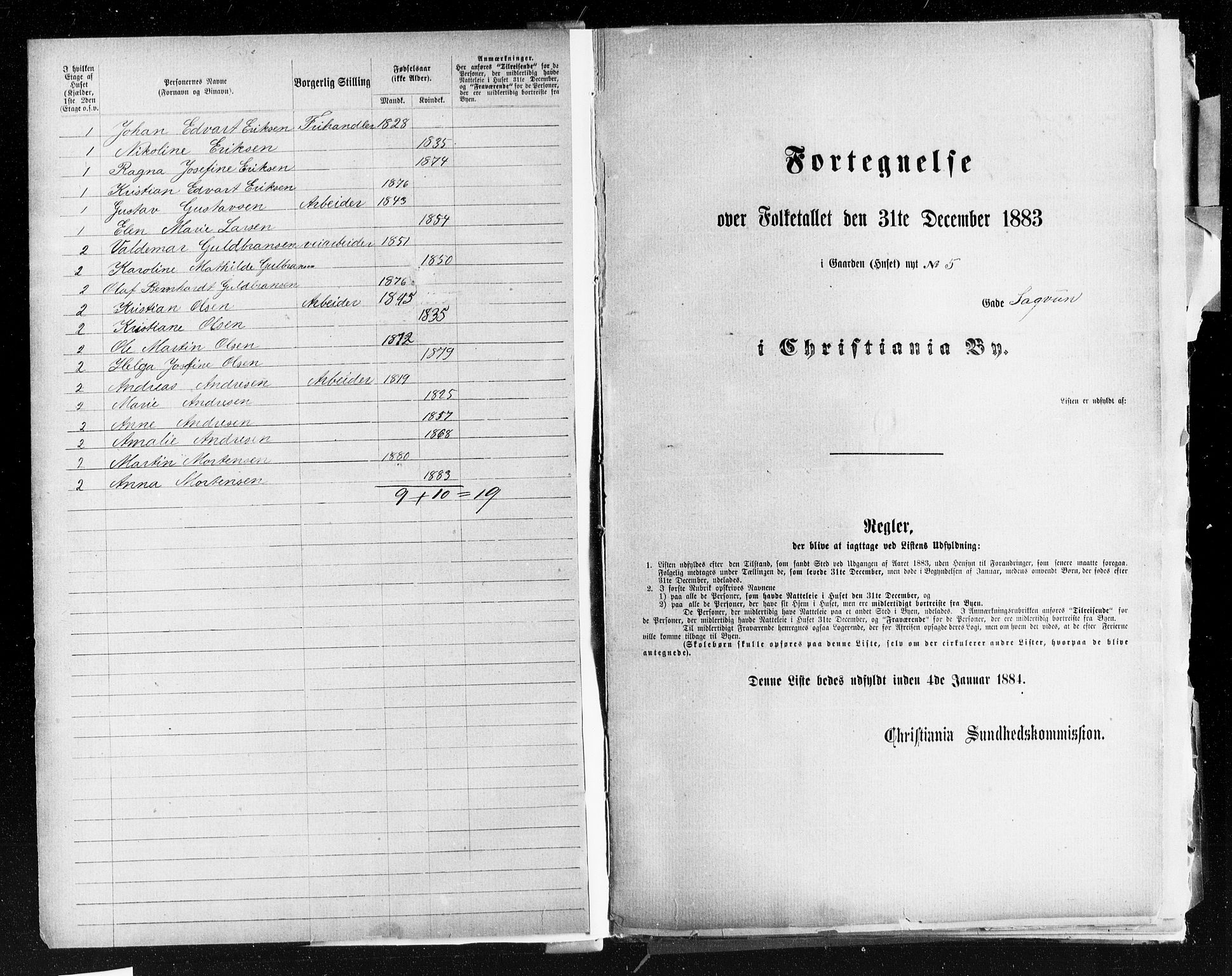 OBA, Kommunal folketelling 31.12.1883 for Kristiania kjøpstad, 1883, s. 3701