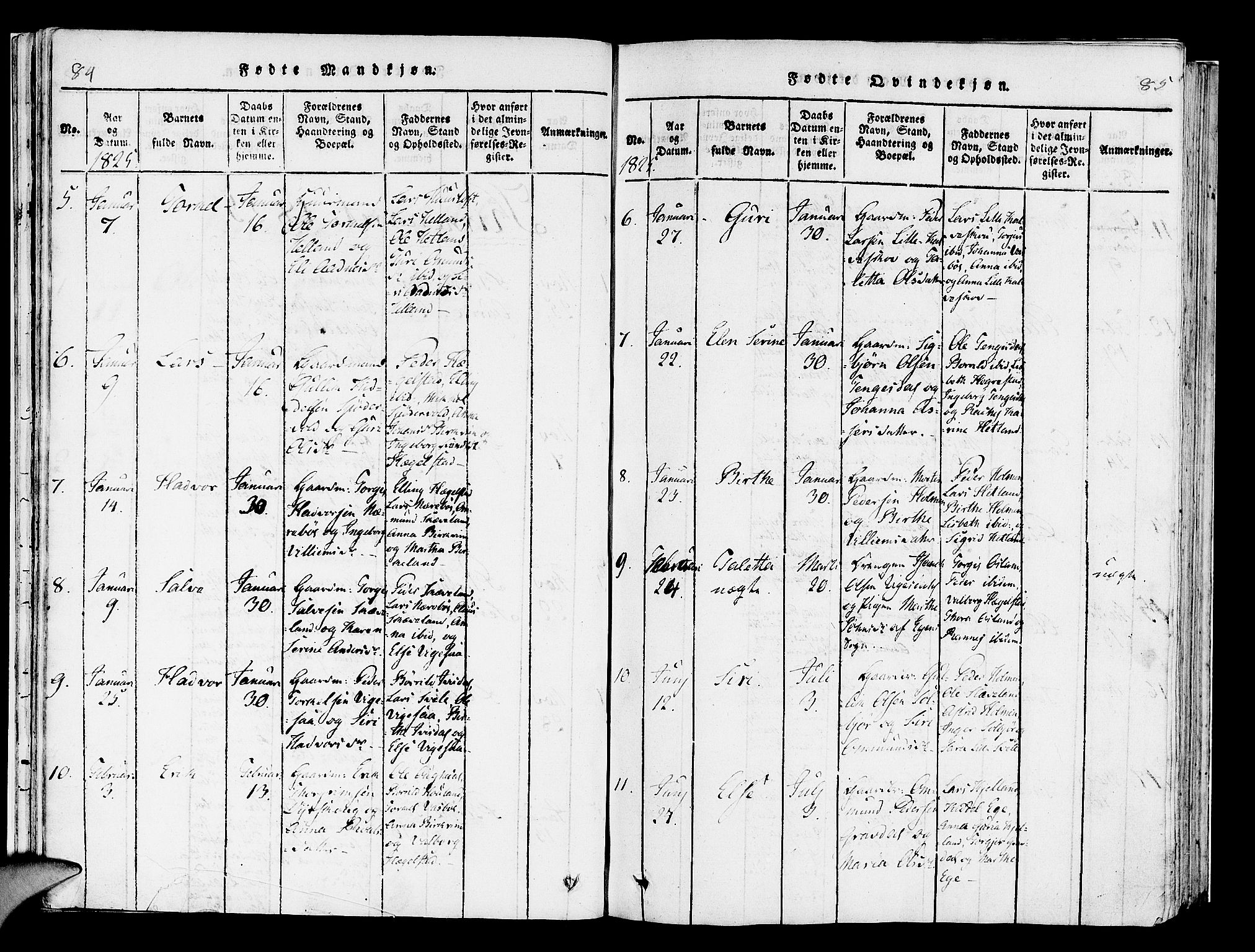 Helleland sokneprestkontor, AV/SAST-A-101810: Ministerialbok nr. A 5, 1815-1834, s. 84-85