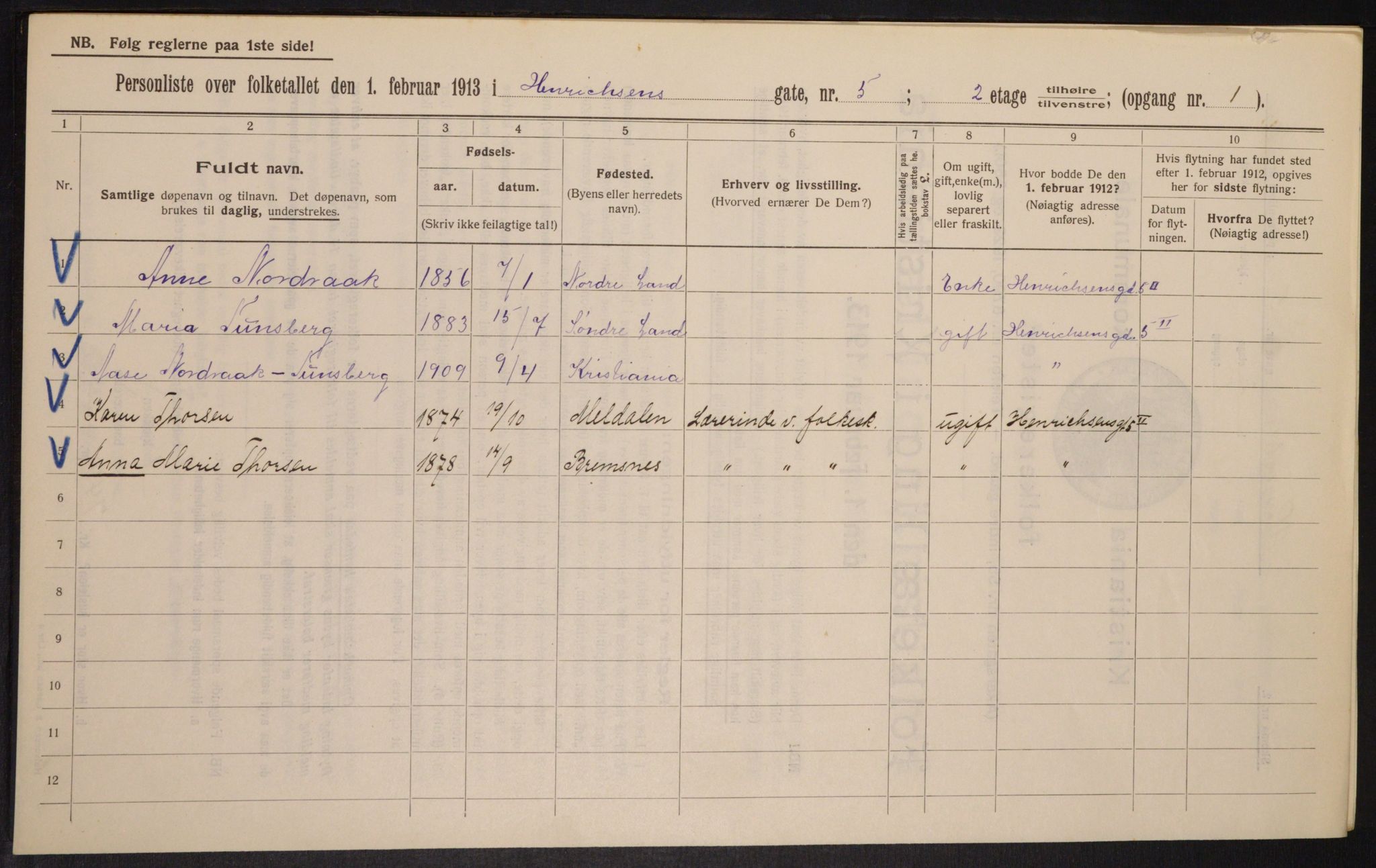 OBA, Kommunal folketelling 1.2.1913 for Kristiania, 1913, s. 38358