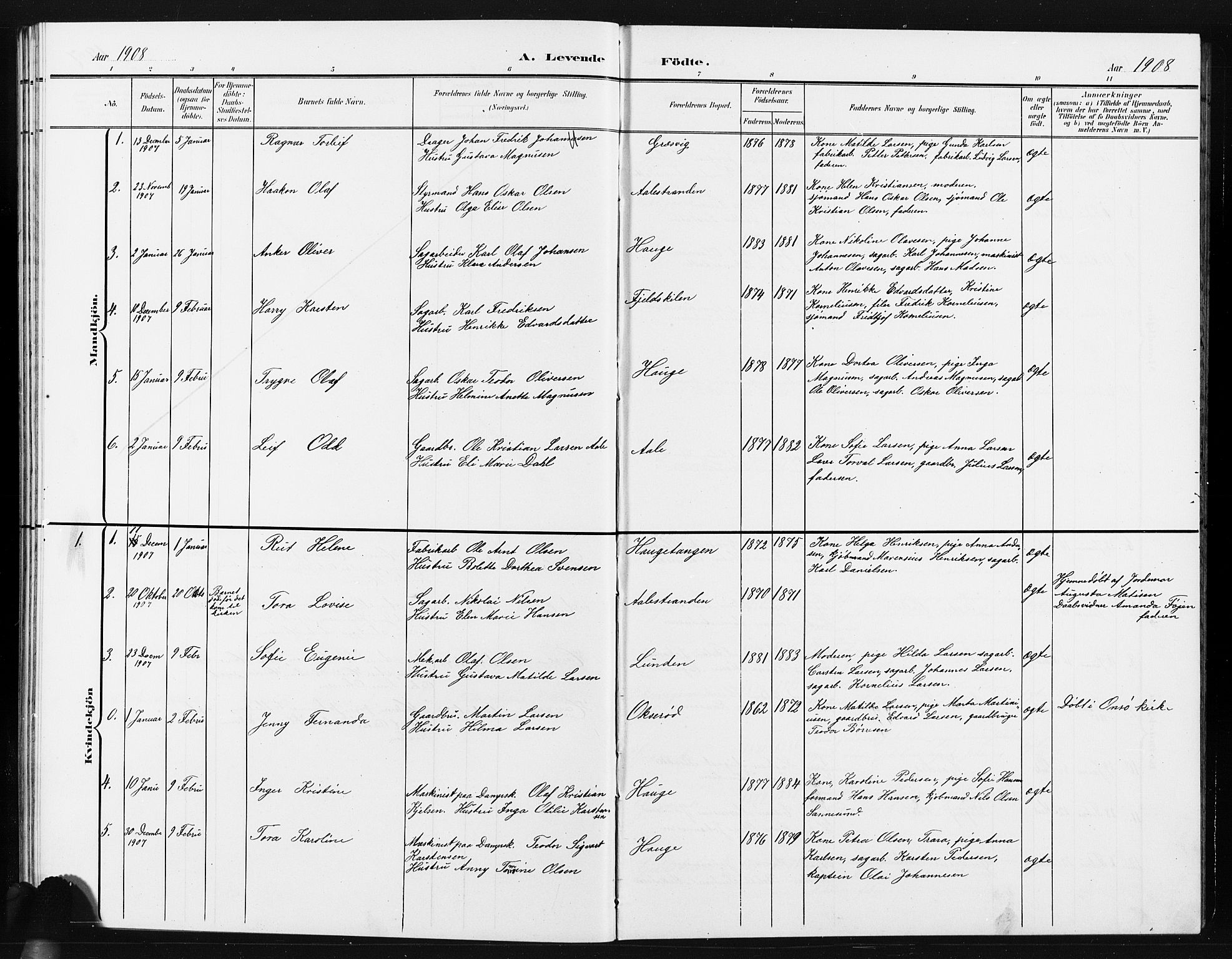 Onsøy prestekontor Kirkebøker, AV/SAO-A-10914/G/Gb/L0001: Klokkerbok nr. II 1, 1903-1911