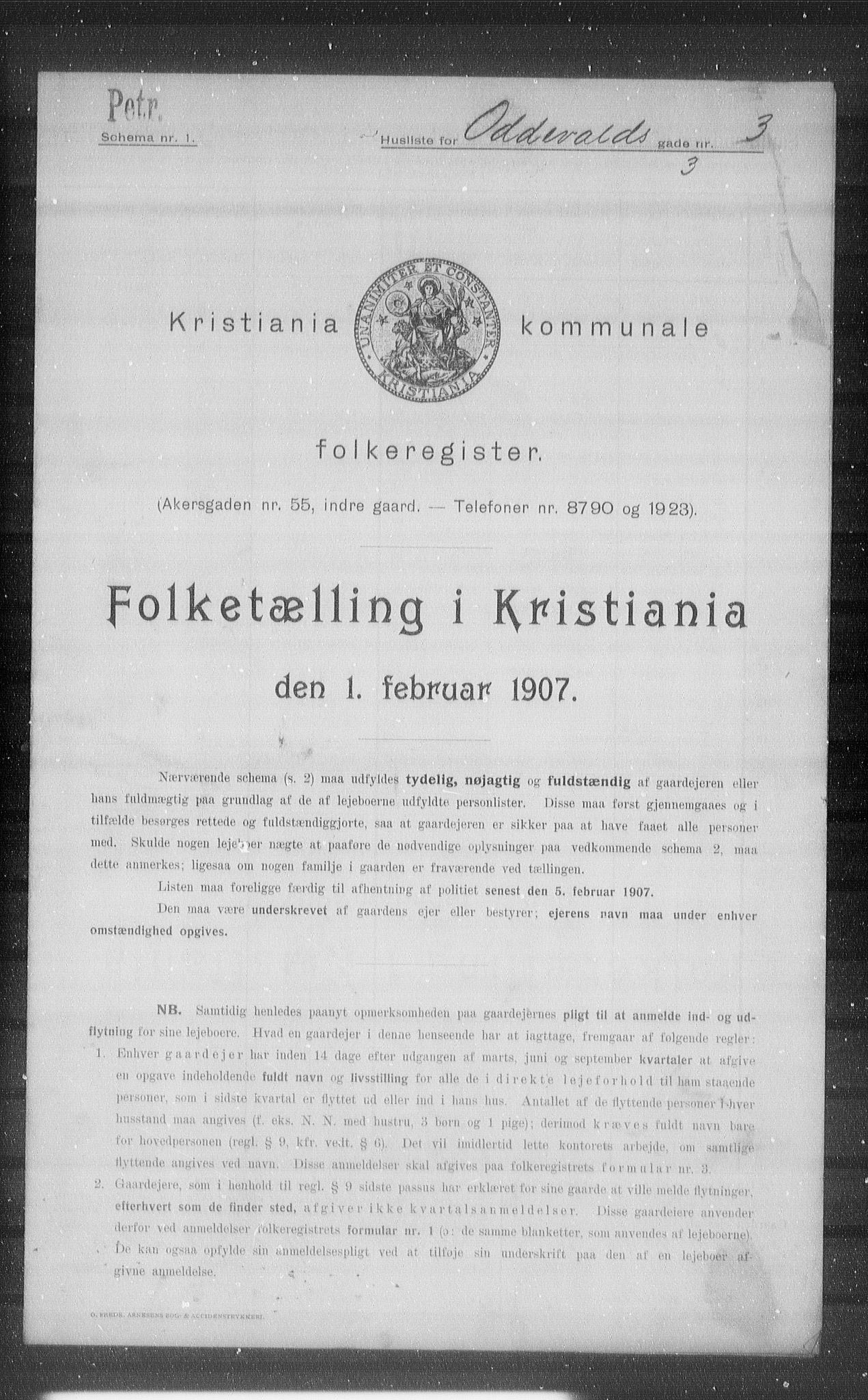 OBA, Kommunal folketelling 1.2.1907 for Kristiania kjøpstad, 1907, s. 38192