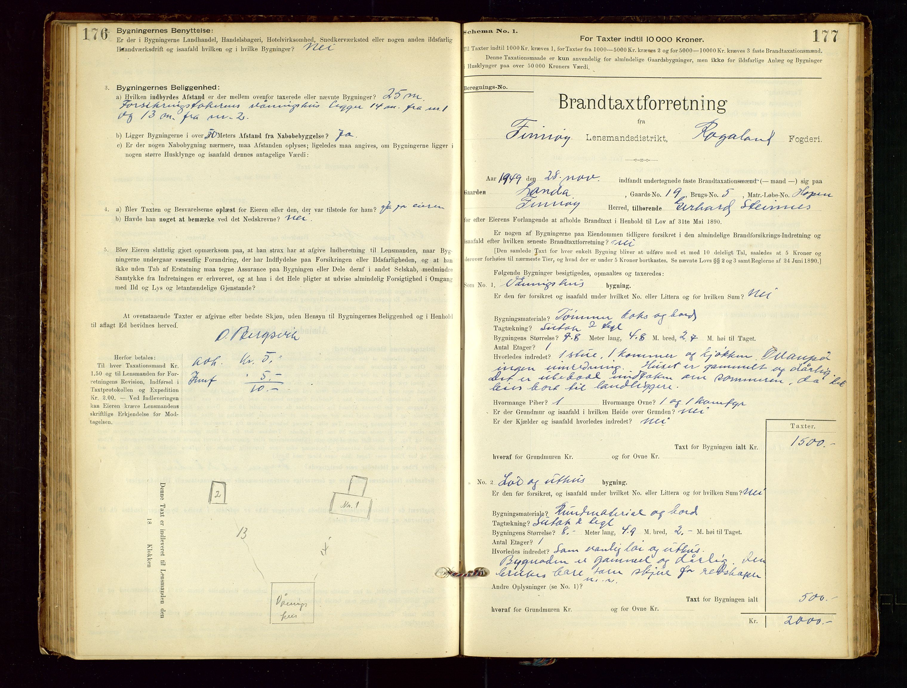 Finnøy lensmannskontor, AV/SAST-A-100442/Goa/L0003: Branntakstprotokoll - skjemaprotokoll, 1896-1954, s. 176-177