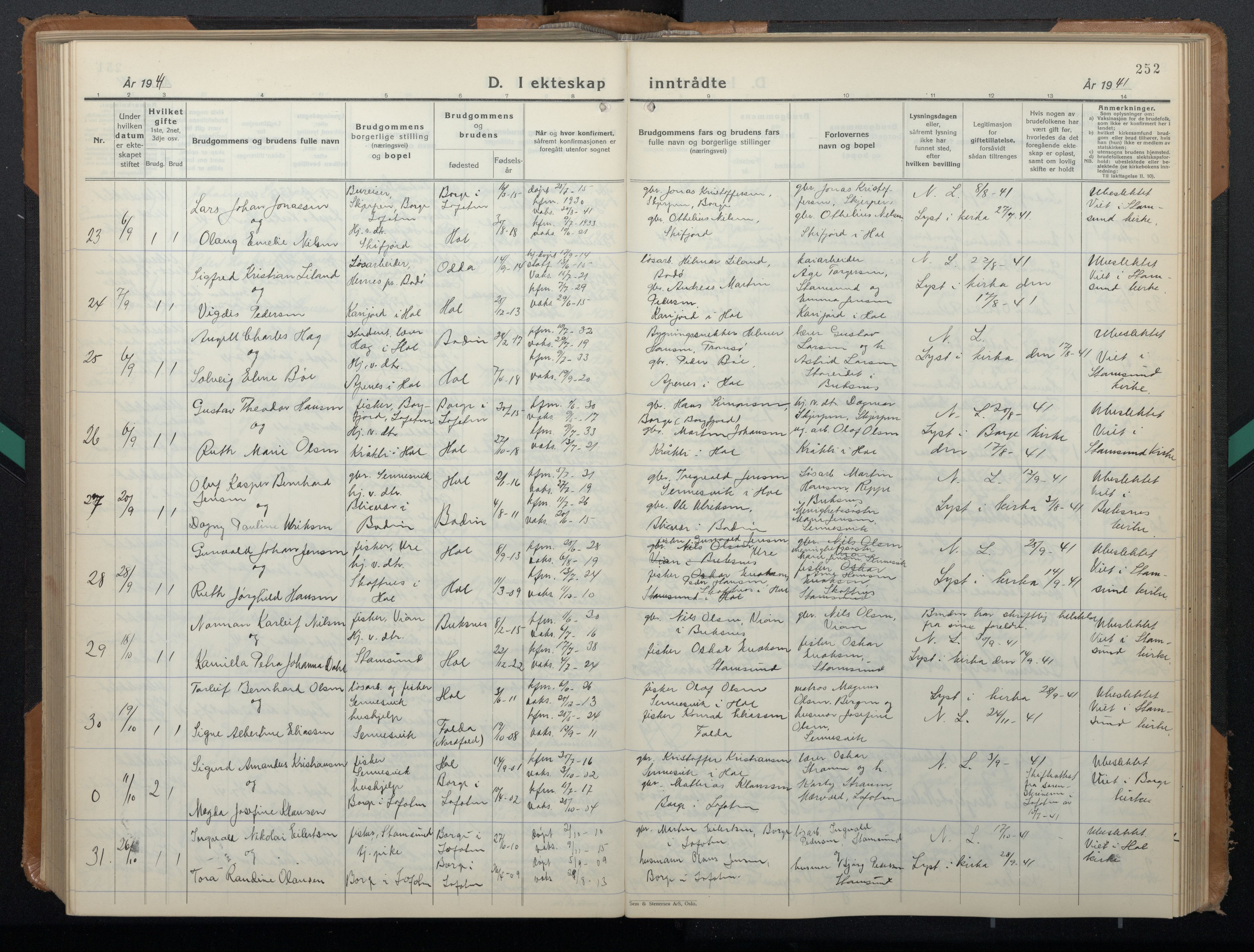 Ministerialprotokoller, klokkerbøker og fødselsregistre - Nordland, AV/SAT-A-1459/882/L1184: Klokkerbok nr. 882C02, 1932-1951, s. 252