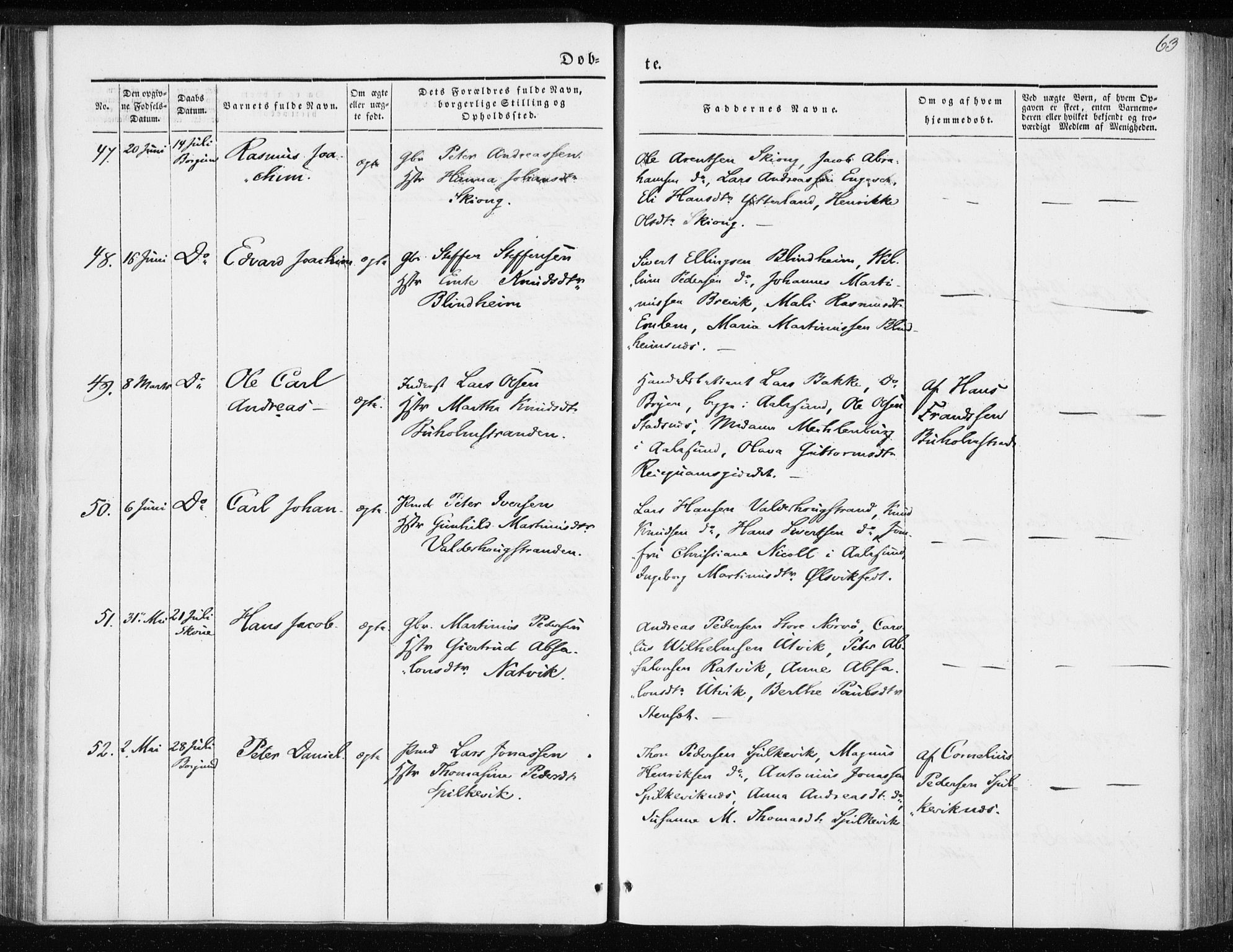 Ministerialprotokoller, klokkerbøker og fødselsregistre - Møre og Romsdal, AV/SAT-A-1454/528/L0415: Residerende kapellans bok nr. 528B03, 1843-1852, s. 63