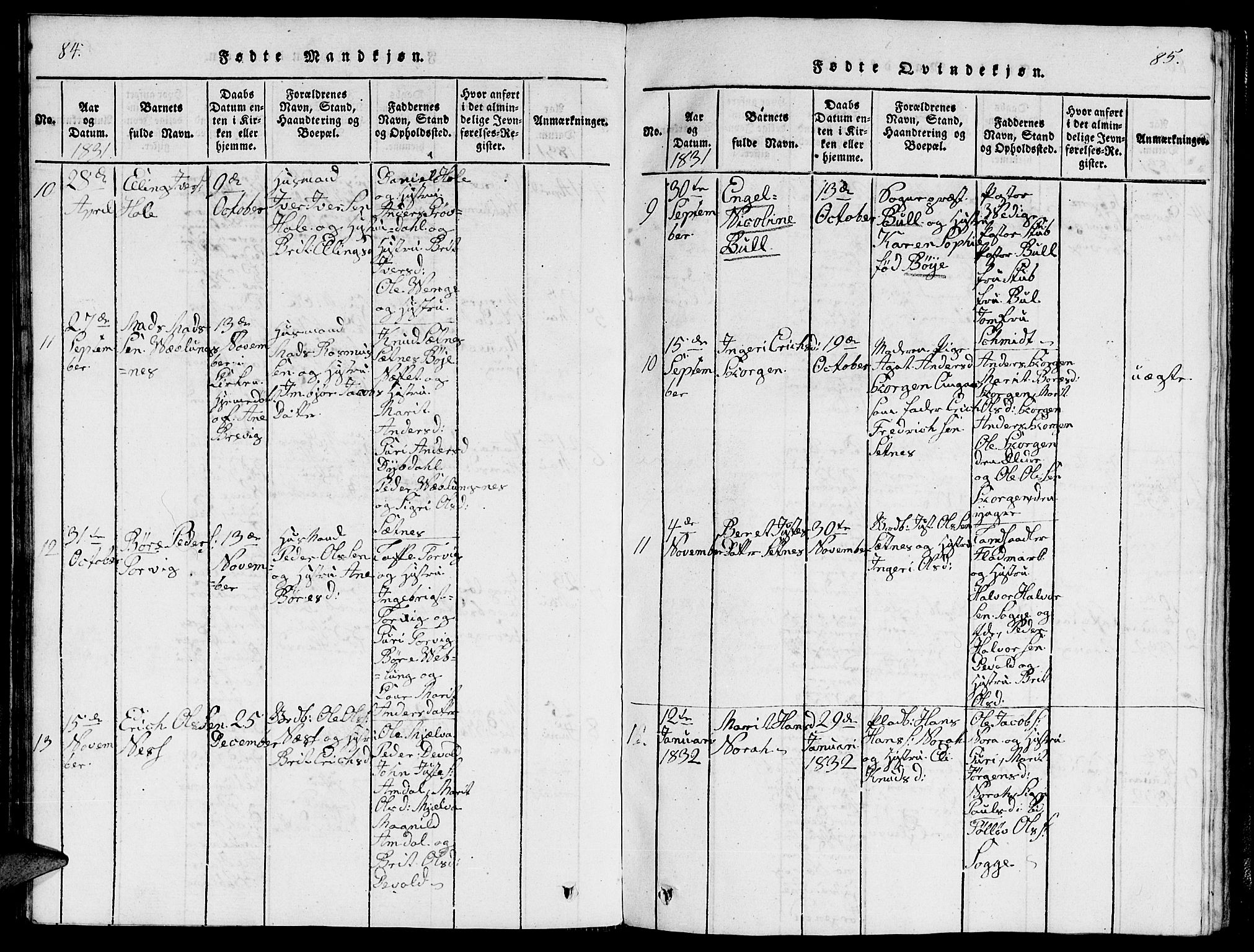 Ministerialprotokoller, klokkerbøker og fødselsregistre - Møre og Romsdal, AV/SAT-A-1454/544/L0579: Klokkerbok nr. 544C01, 1818-1836, s. 84-85