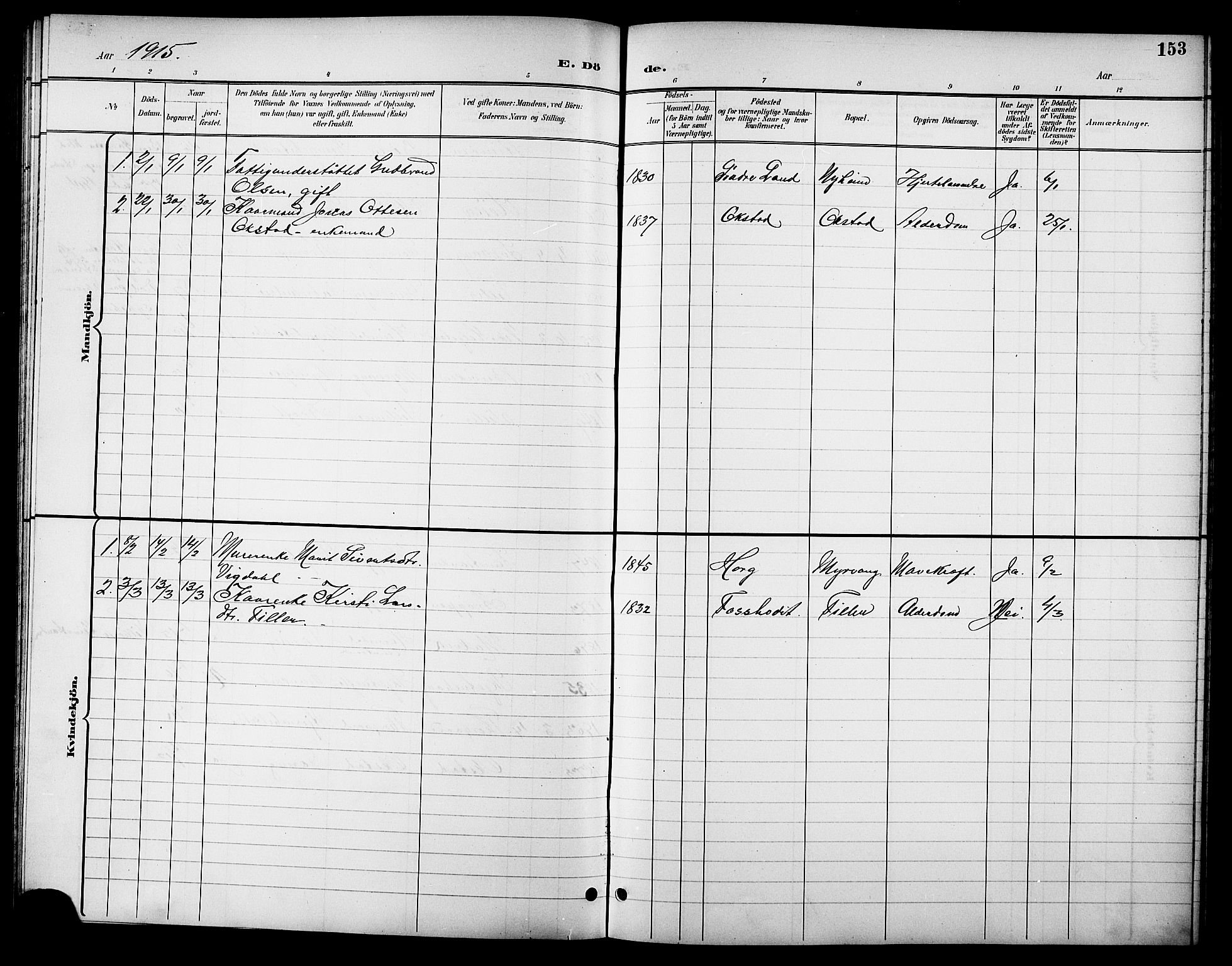 Ministerialprotokoller, klokkerbøker og fødselsregistre - Sør-Trøndelag, AV/SAT-A-1456/621/L0460: Klokkerbok nr. 621C03, 1896-1914, s. 153