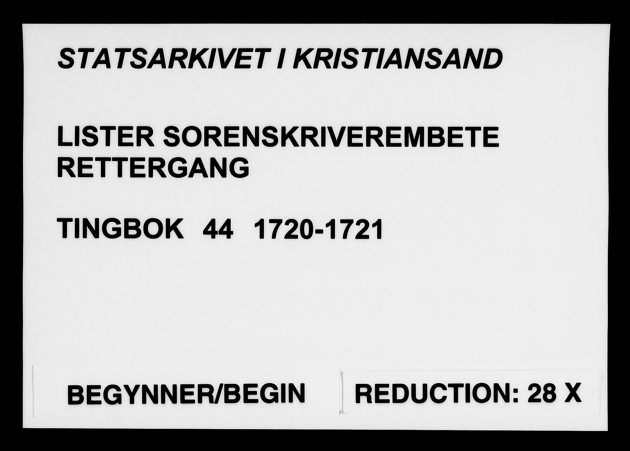 Lister sorenskriveri, SAK/1221-0003/F/Fa/L0044: Tingbok nr 44, 1720-1721