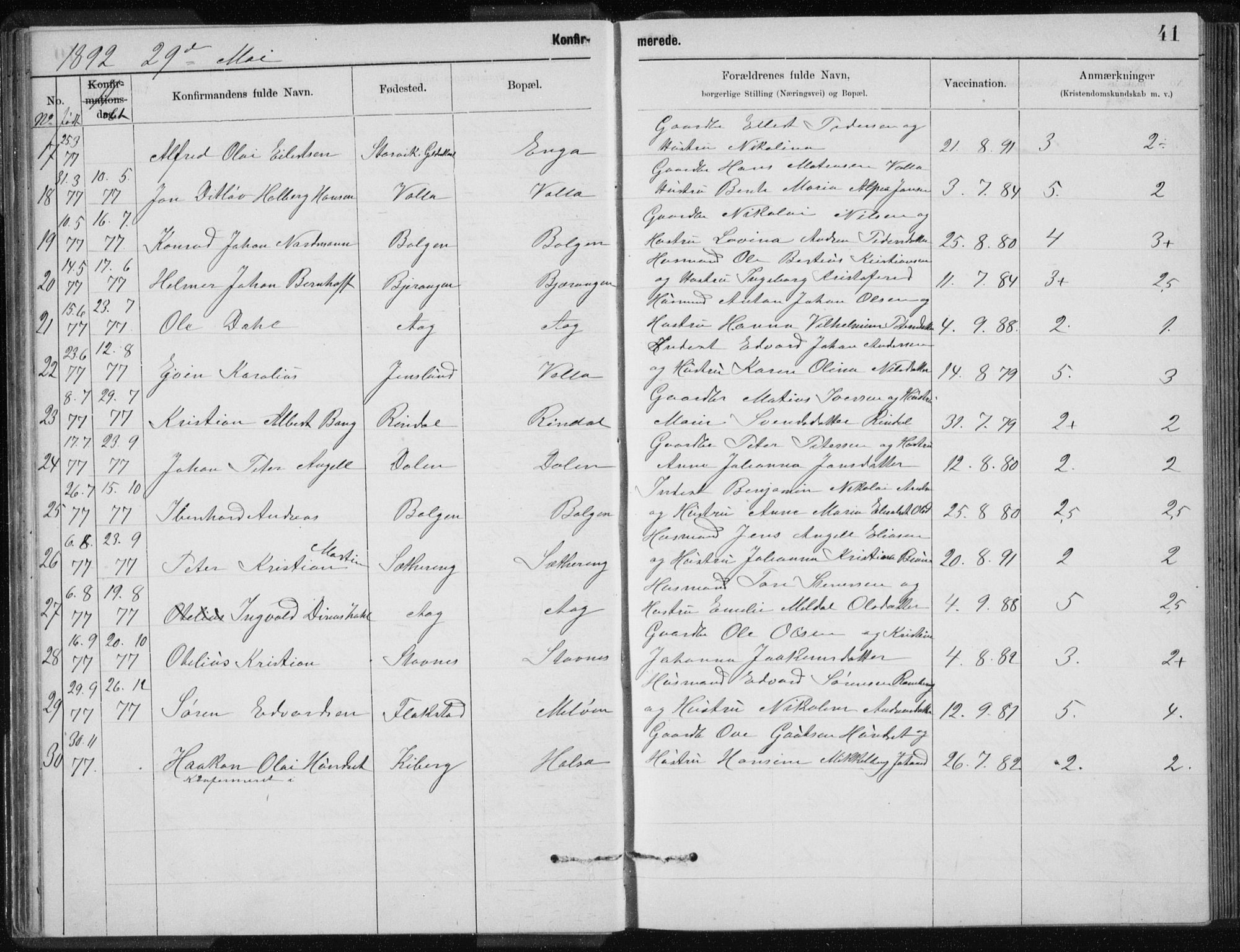 Ministerialprotokoller, klokkerbøker og fødselsregistre - Nordland, AV/SAT-A-1459/843/L0637: Klokkerbok nr. 843C06, 1884-1908, s. 41