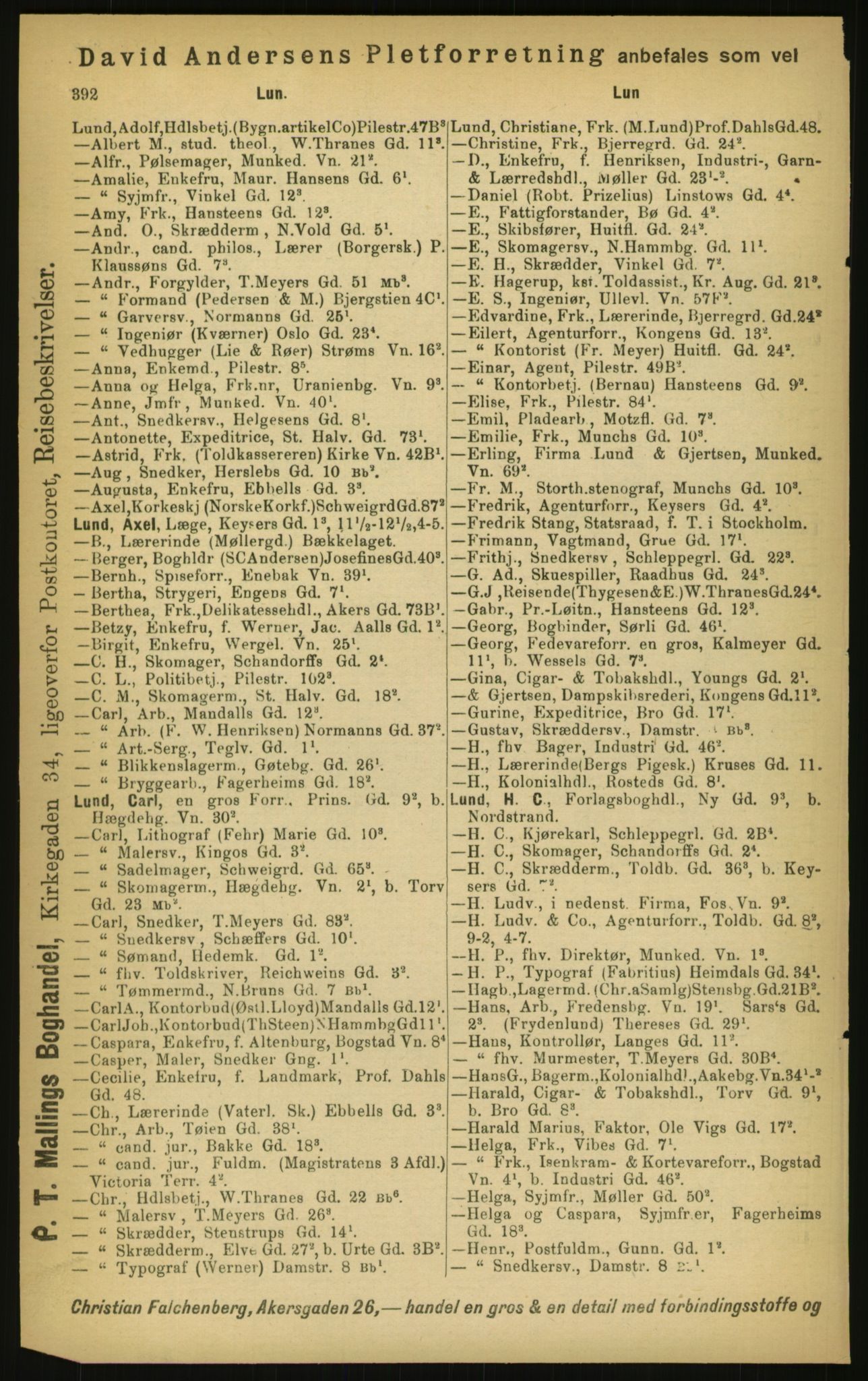 Kristiania/Oslo adressebok, PUBL/-, 1897, s. 392
