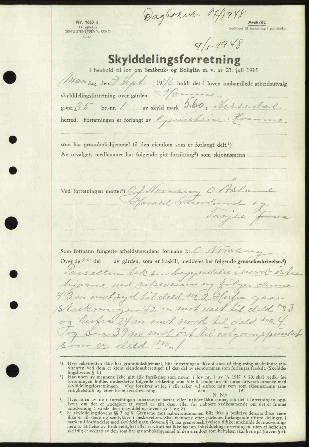 Vest-Telemark sorenskriveri, SAKO/A-134/G/Ga/Gac/L0008: Pantebok nr. A-8, 1947-1948, Dagboknr: 17/1948